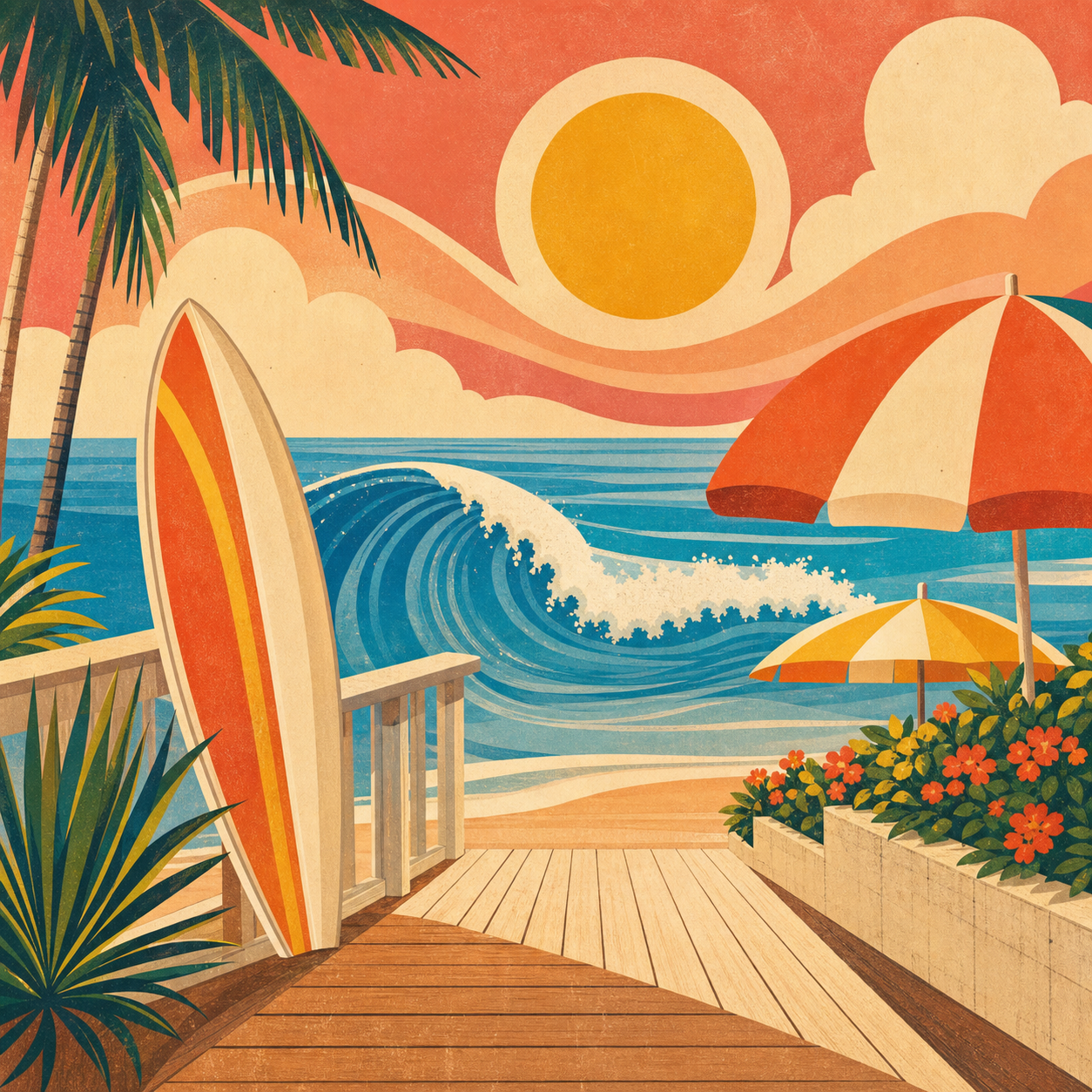 Retro summer beach collection cover