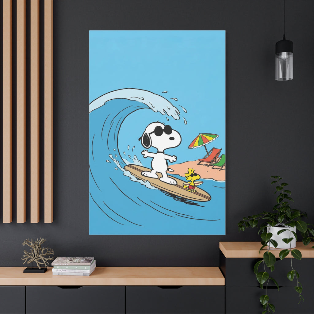 Surfing With Woodstock Canvas