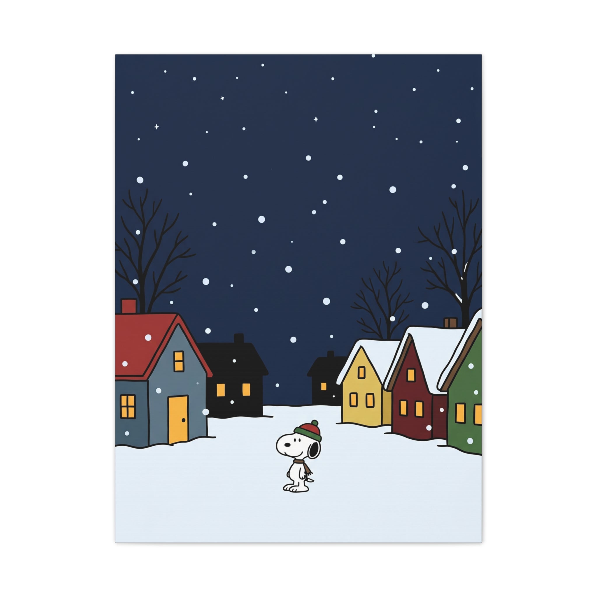 Snoopy Snowy Night Canvas