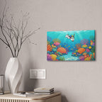 Snorkeling Dog Coral Reef Canvas