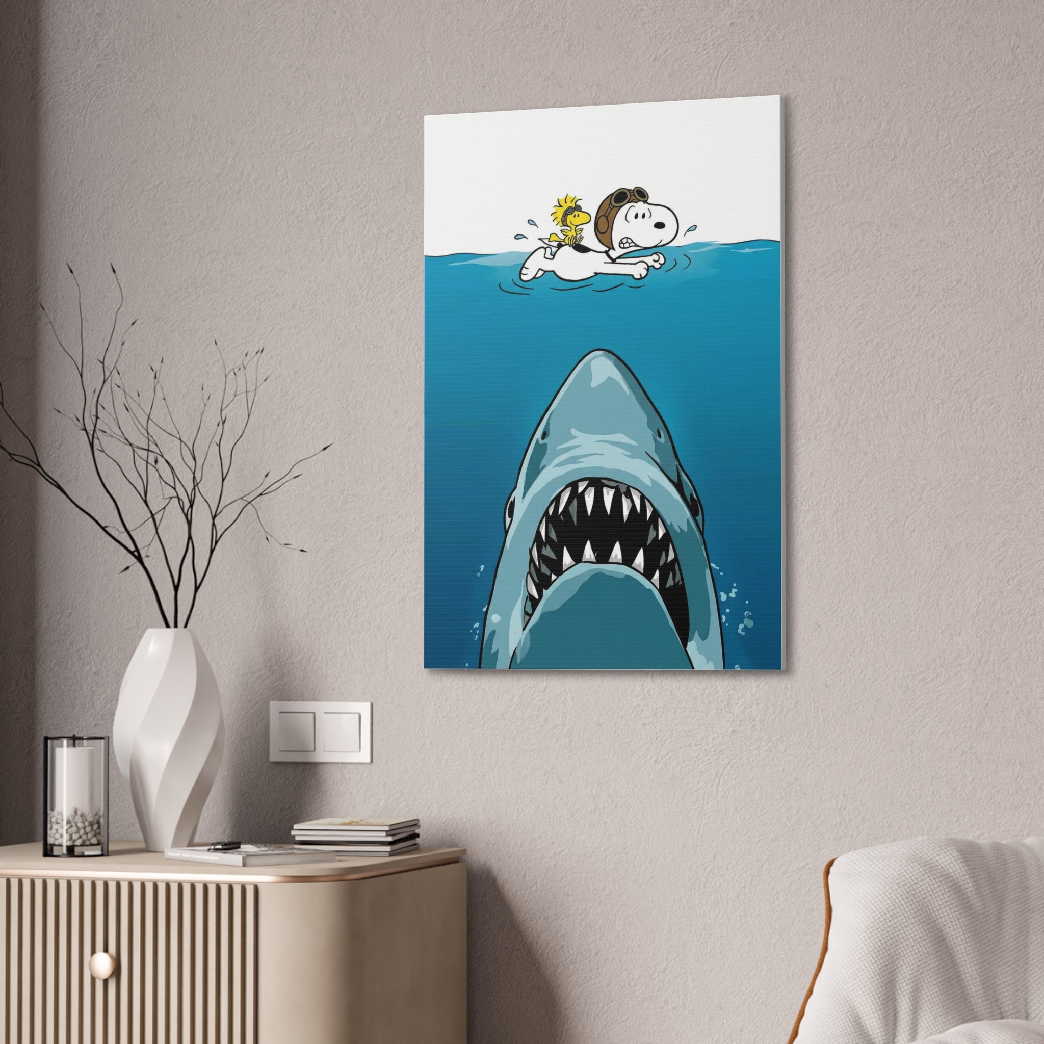 Snoopy Shark Surf Canvas