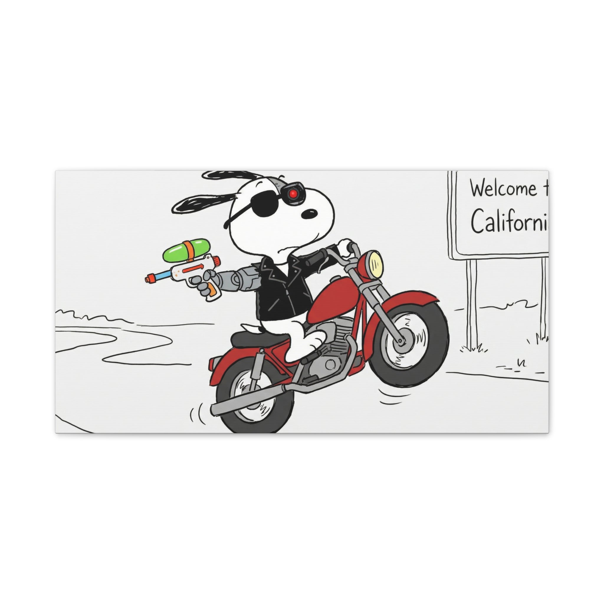 Biker Dog Water Gun Canvas