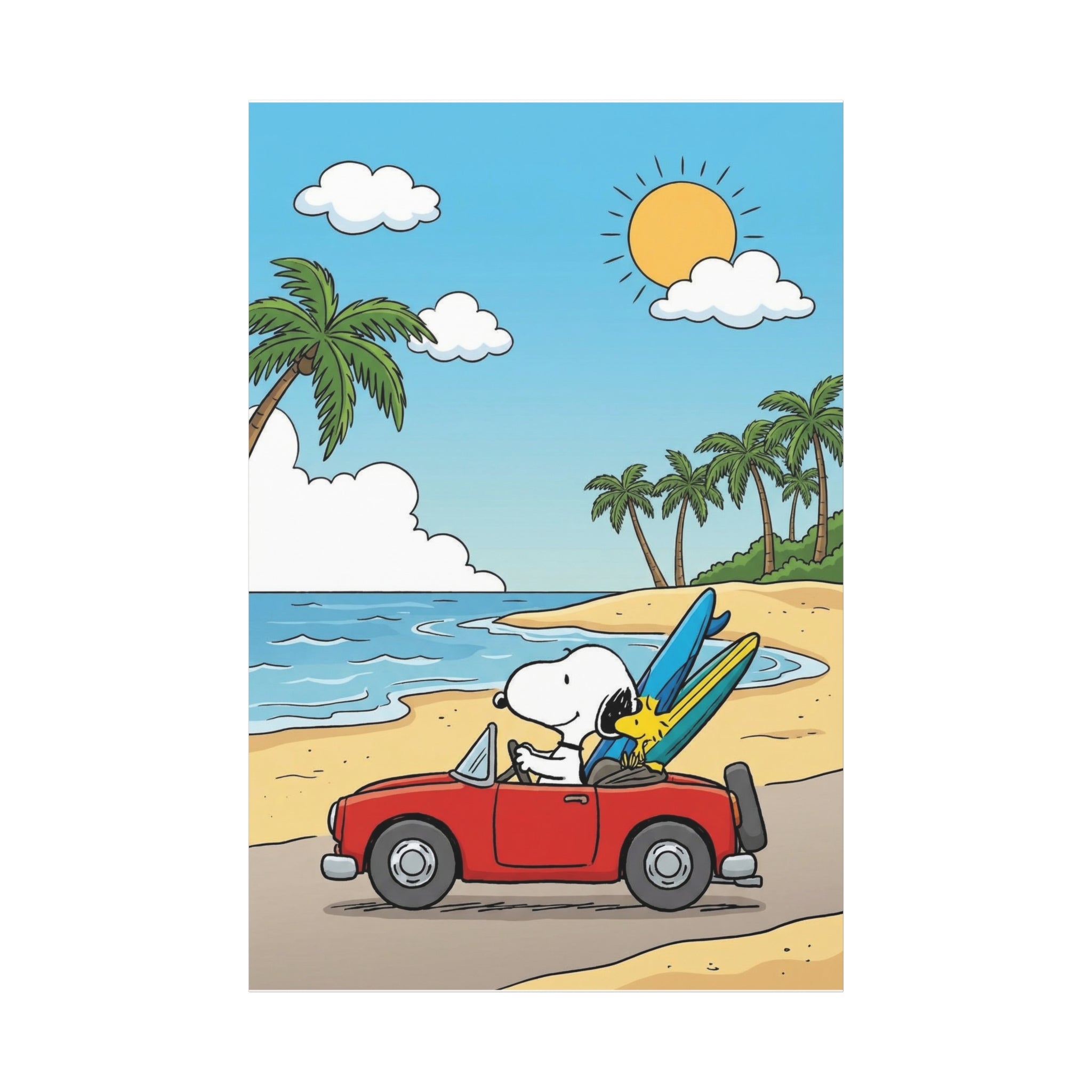 Snoopy Surfboard Beach Drive Canvas