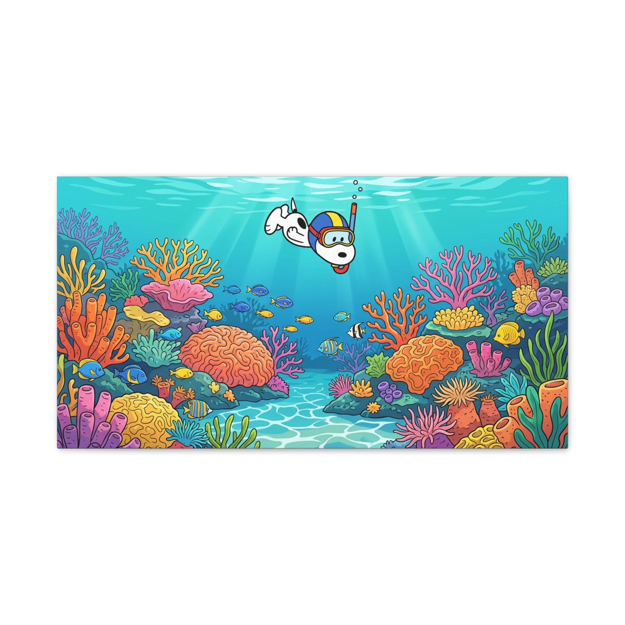 Snorkeling Dog Coral Reef Canvas