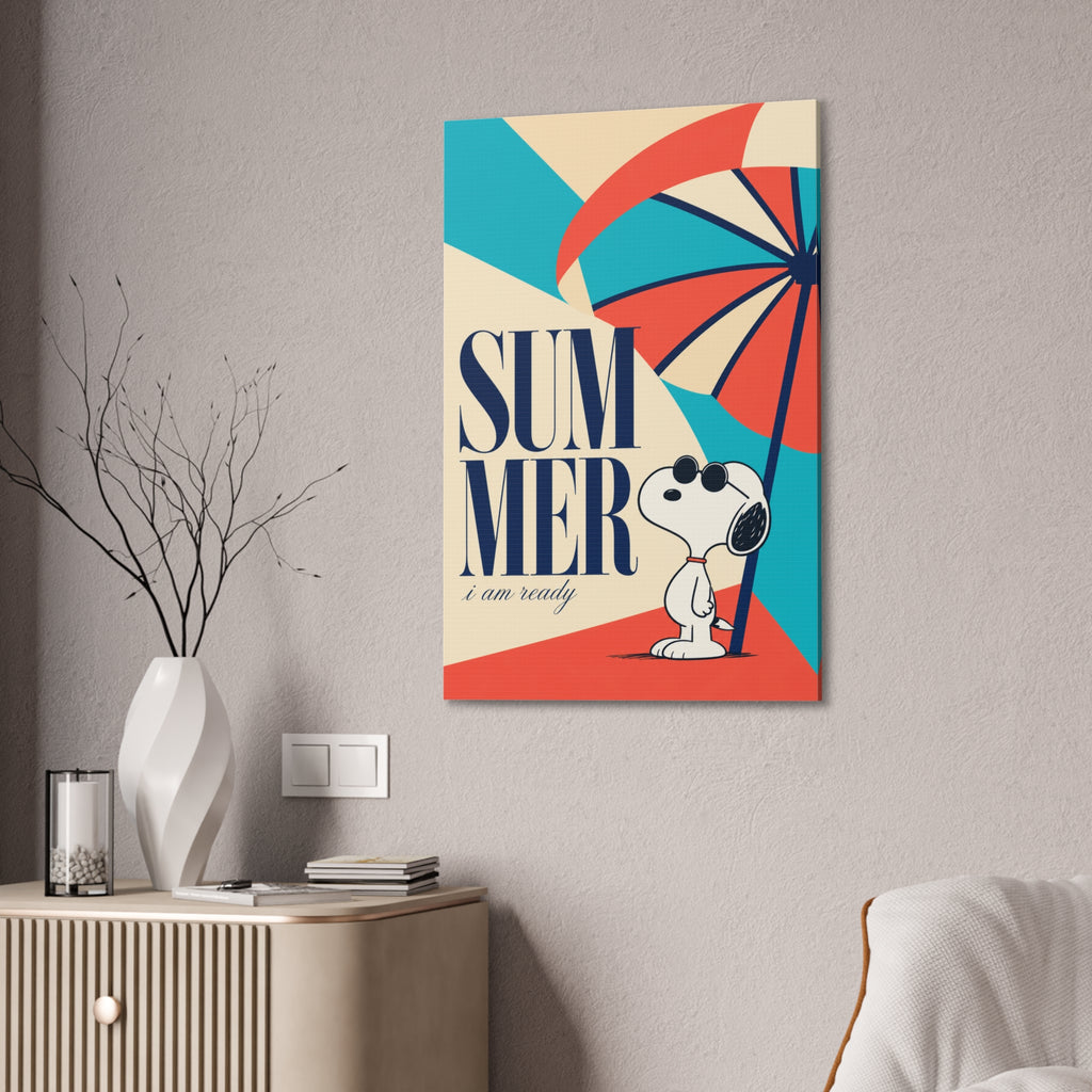 Retro Umbrella Beach Canvas
