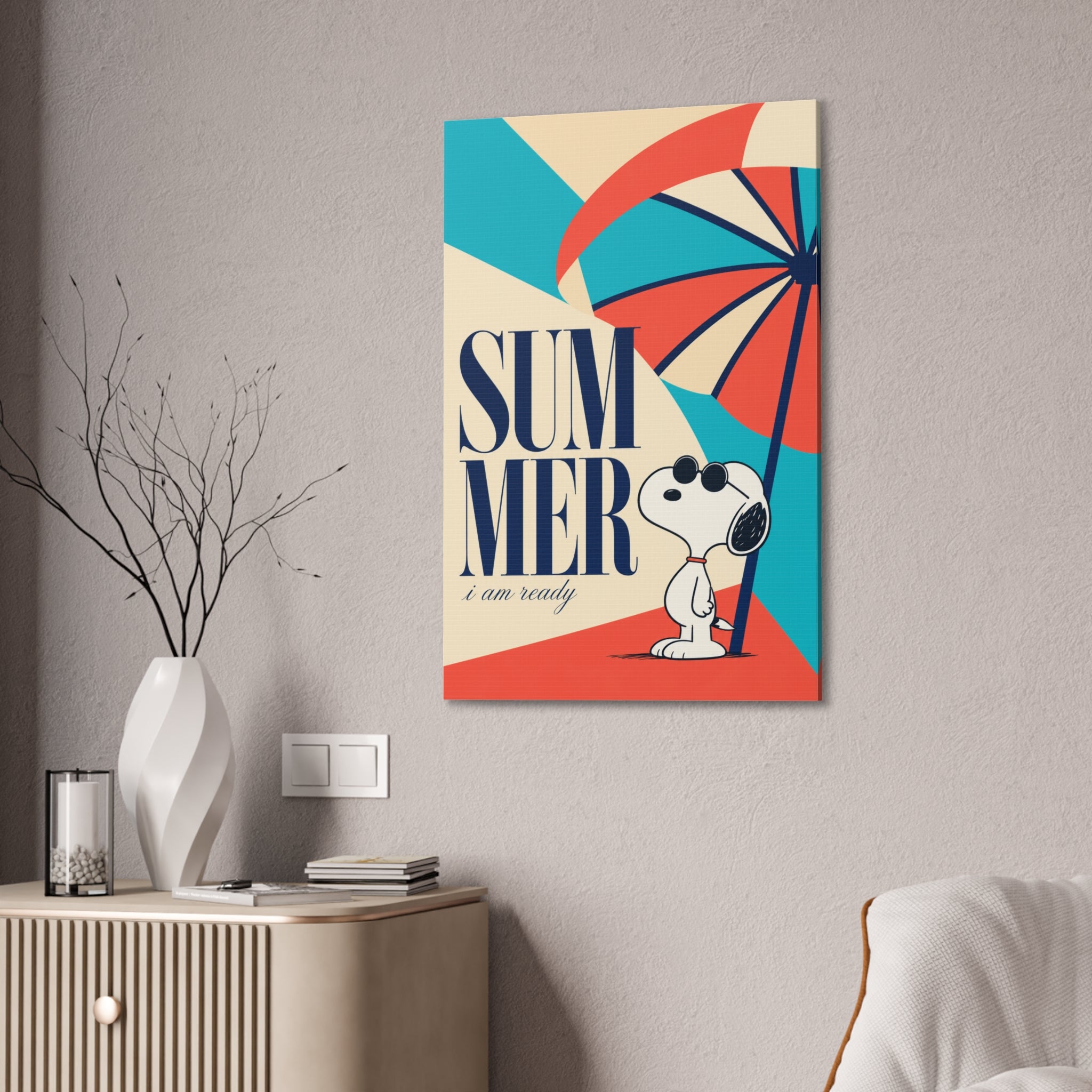 Retro Umbrella Beach Canvas