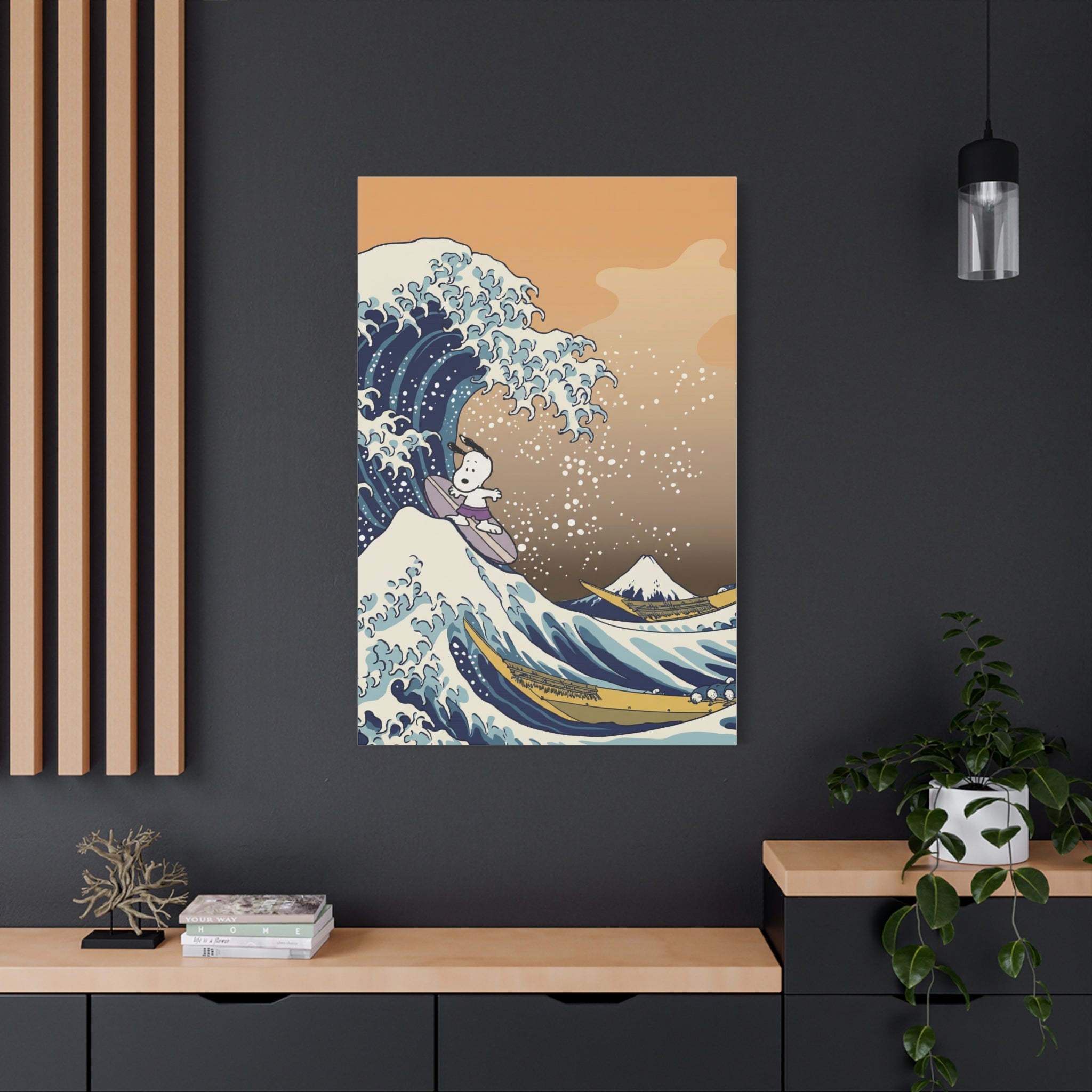 Surfing Snoopy Wave Canvas