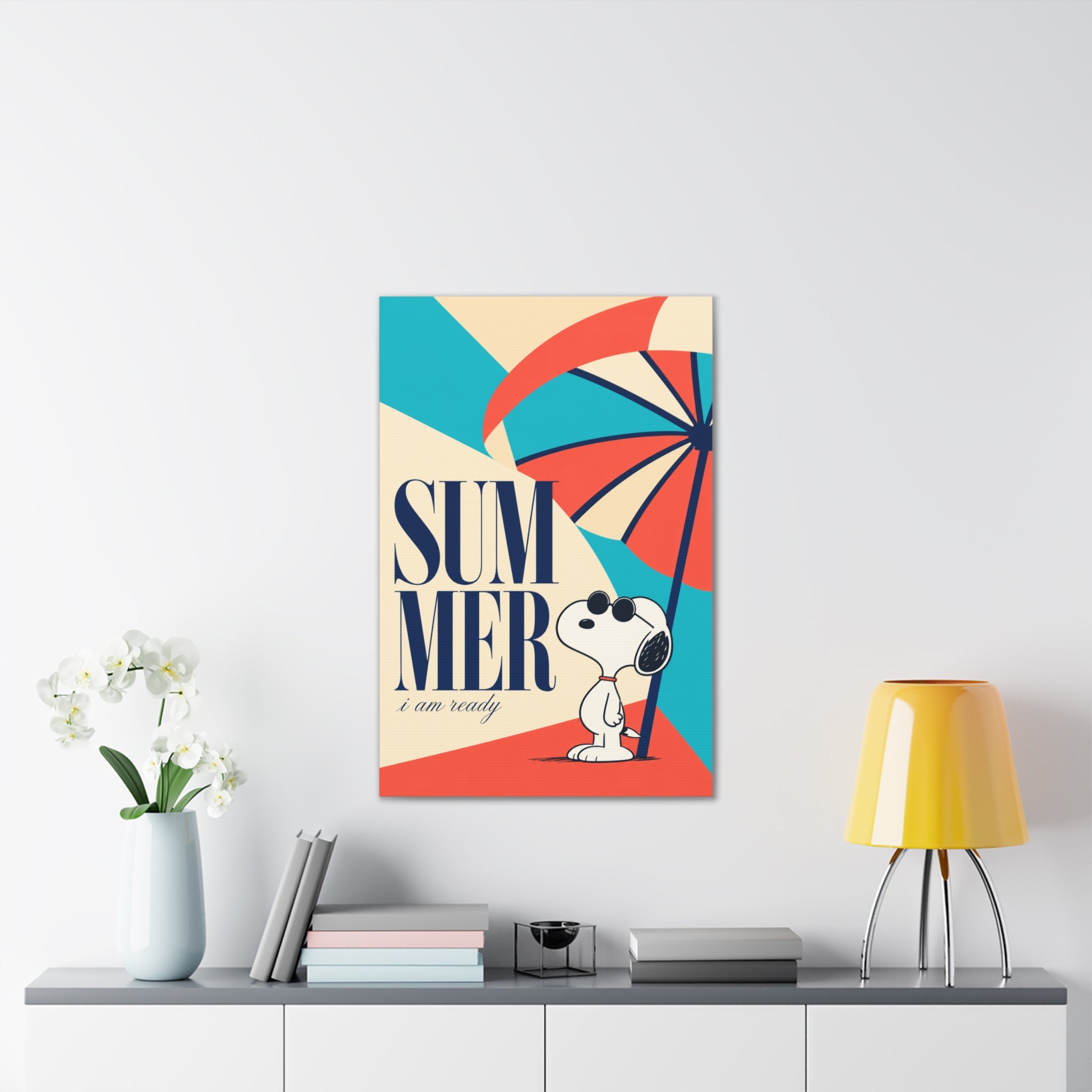 Retro Umbrella Beach Canvas
