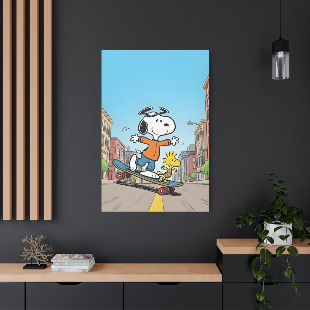 Snoopy Skateboarding Canvas