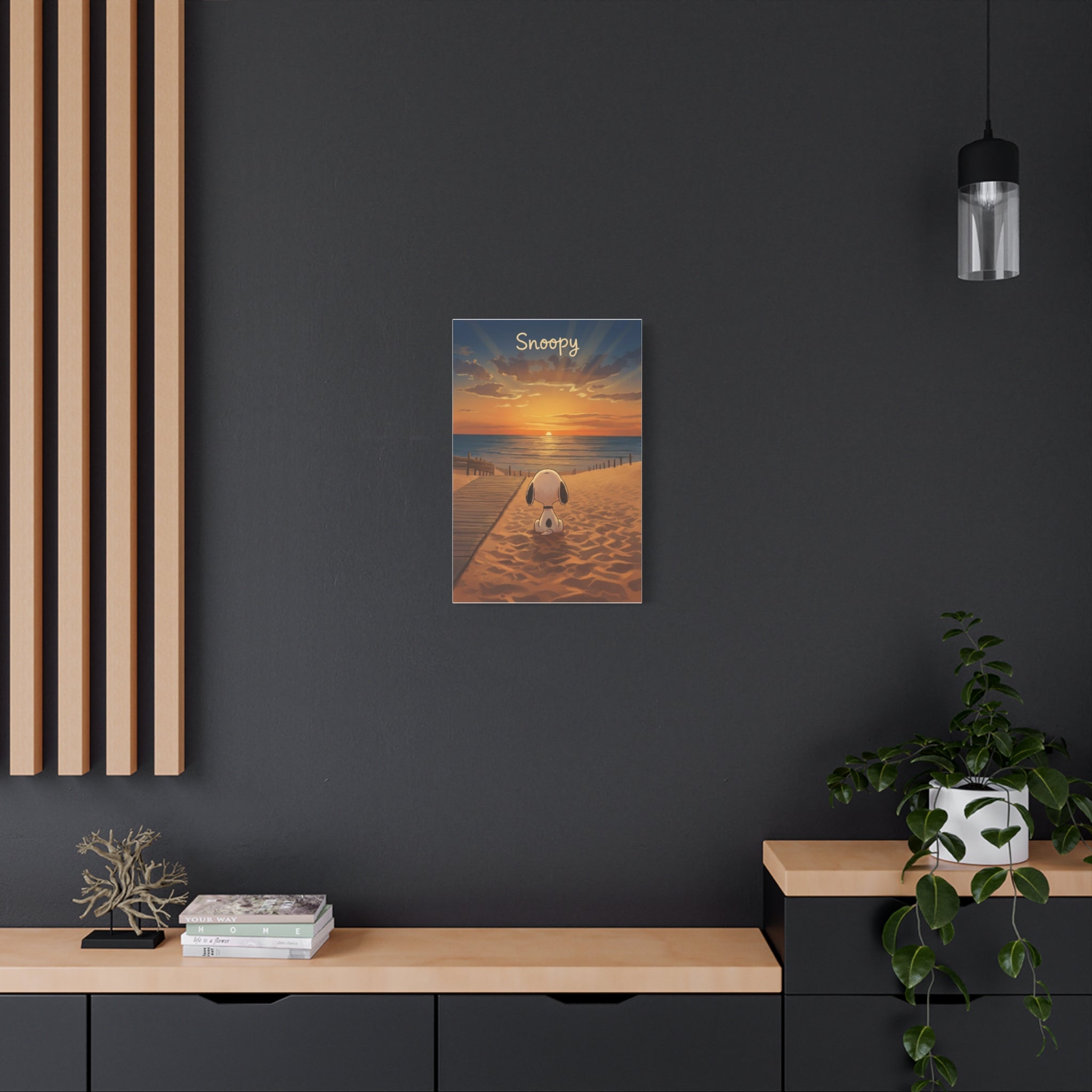 Snoopy Beach Sunset Canvas