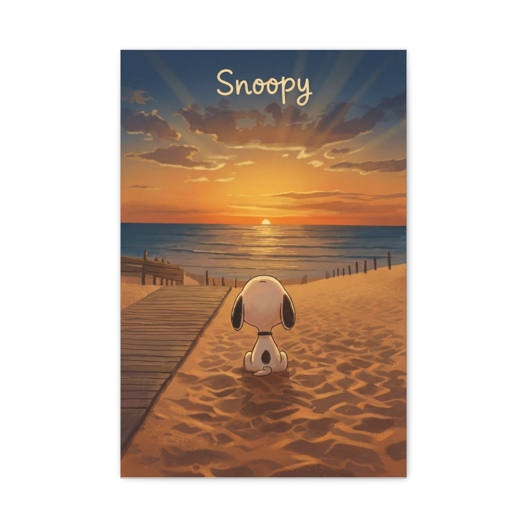 Snoopy Beach Sunset Canvas