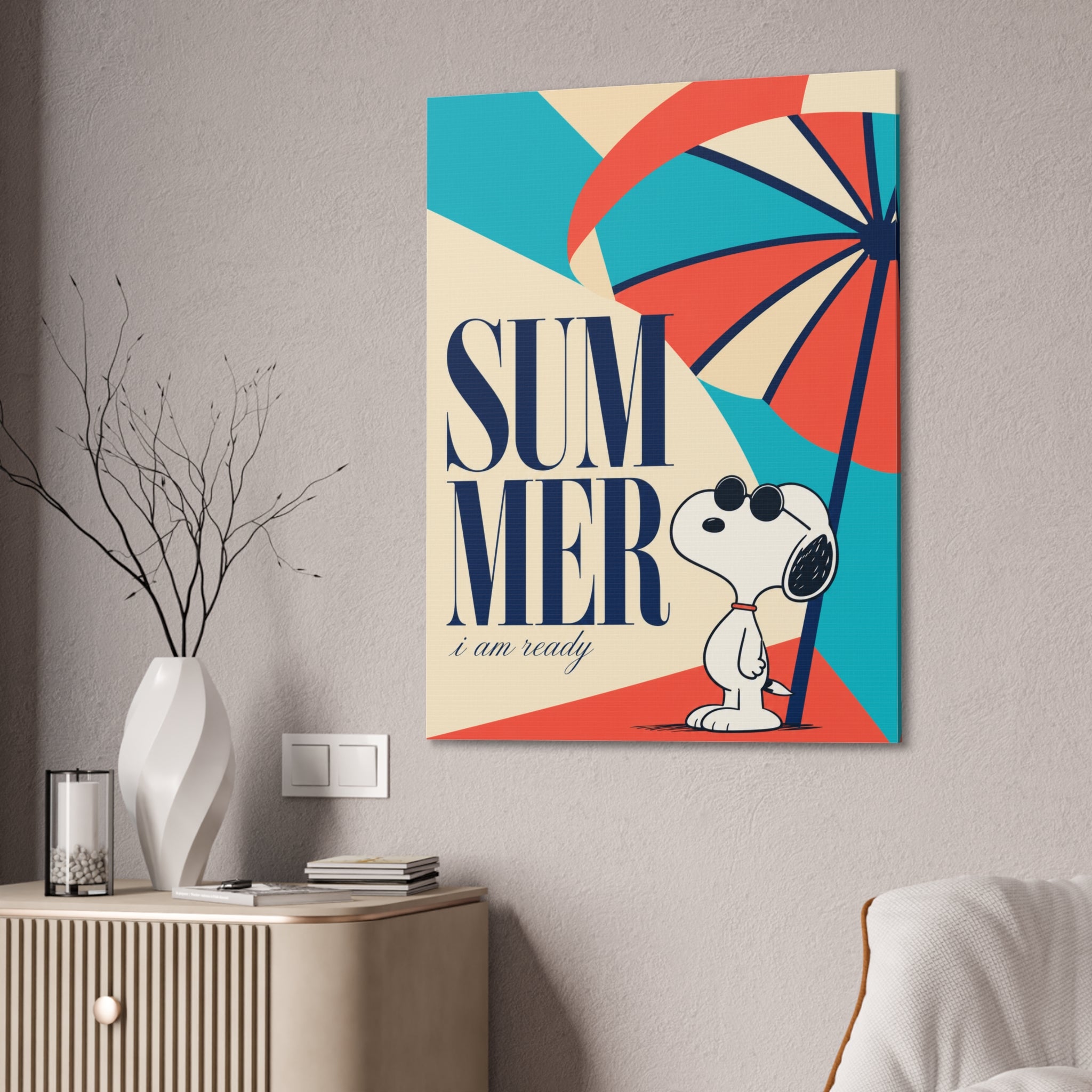 Retro Umbrella Beach Canvas