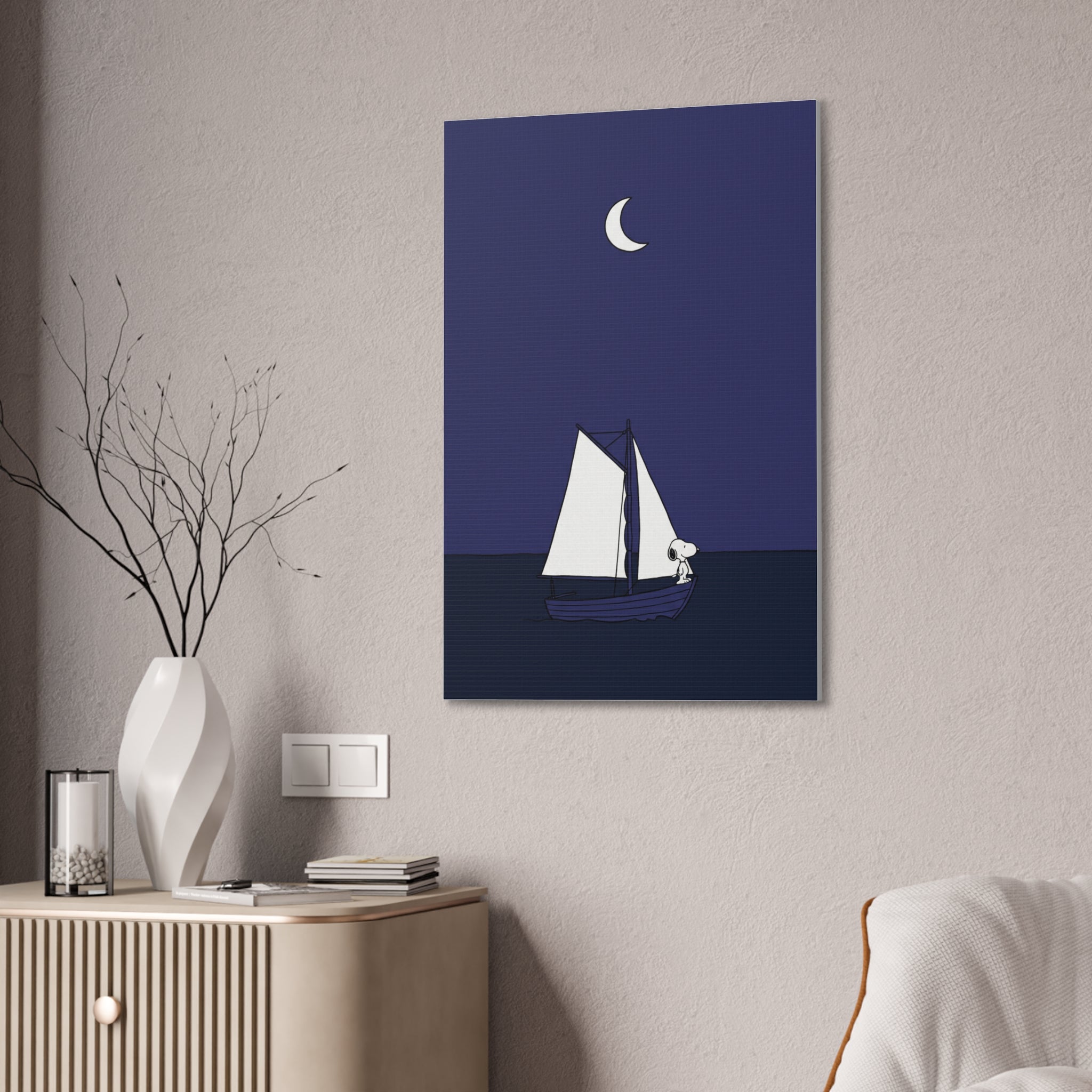 Sailboat Night Scene Canvas