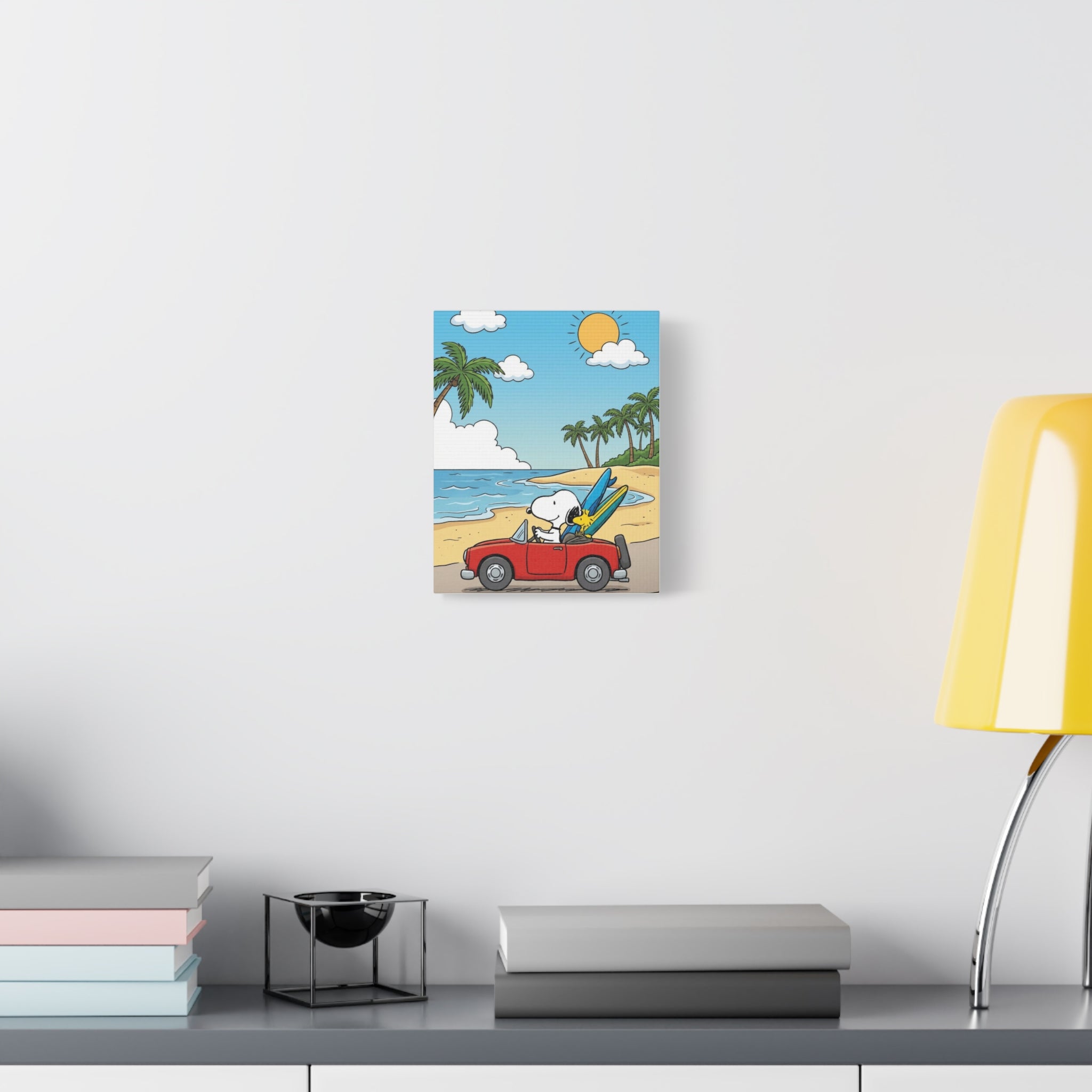 Snoopy Surfboard Beach Drive Canvas