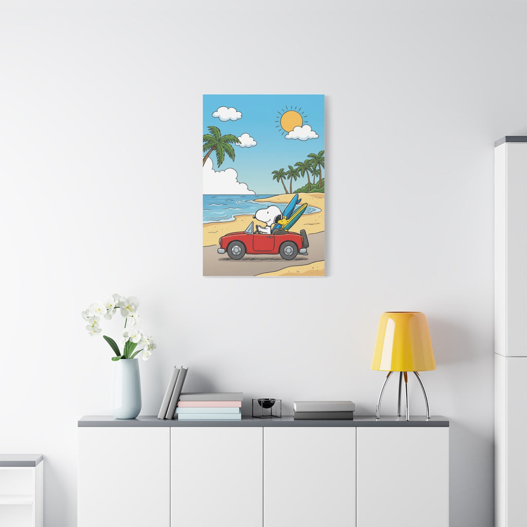 Snoopy Surfboard Beach Drive Canvas