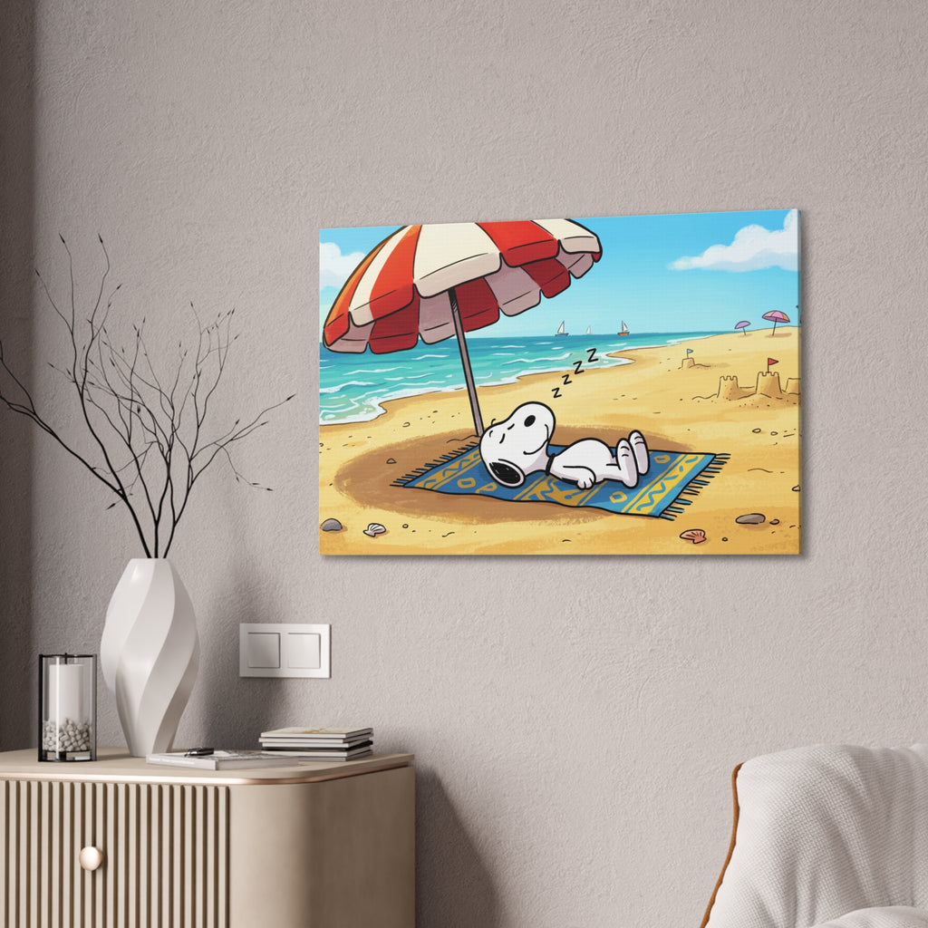 Sleeping Snoopy Beach Scene Canvas