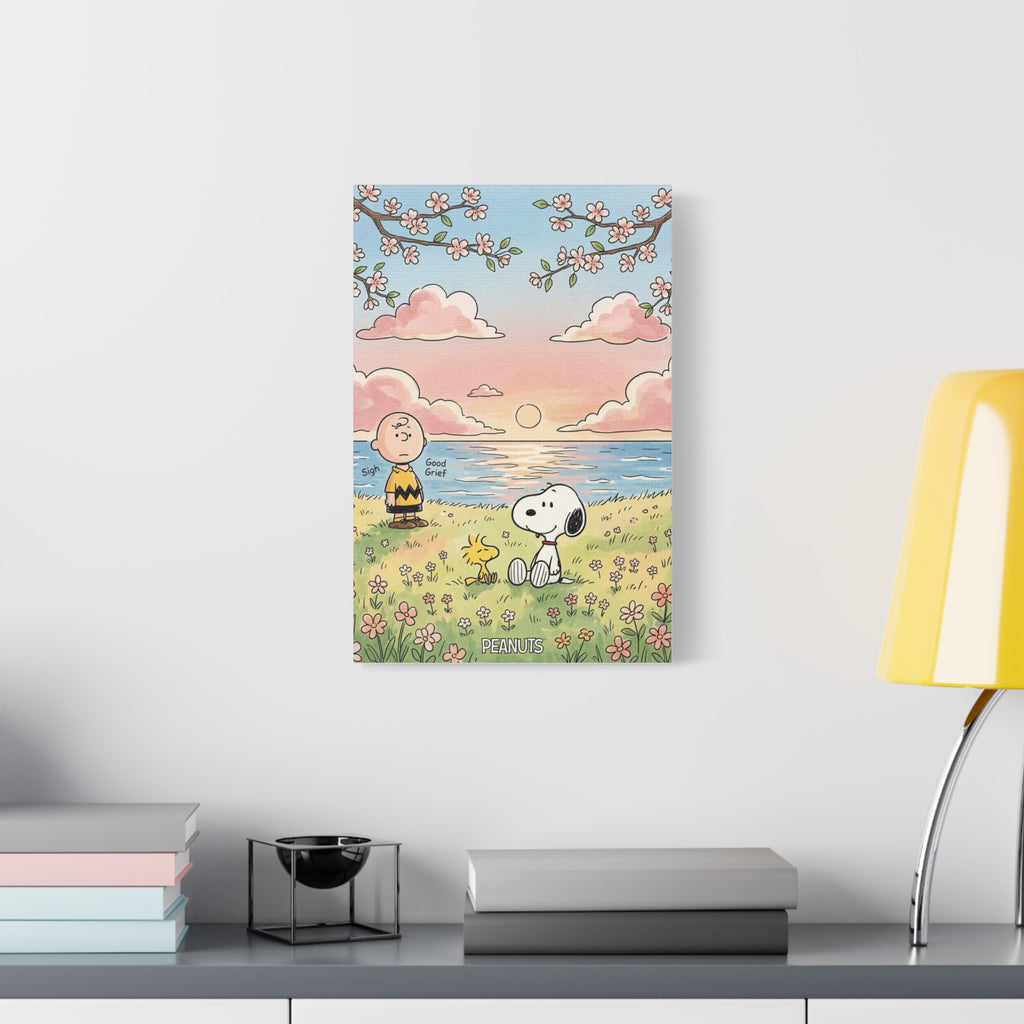Snoopy Charlie Sunset Canvas