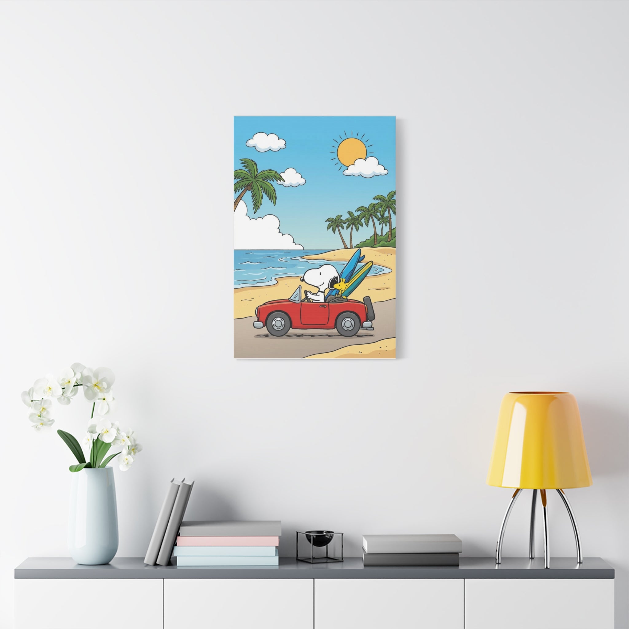 Snoopy Surfboard Beach Drive Canvas