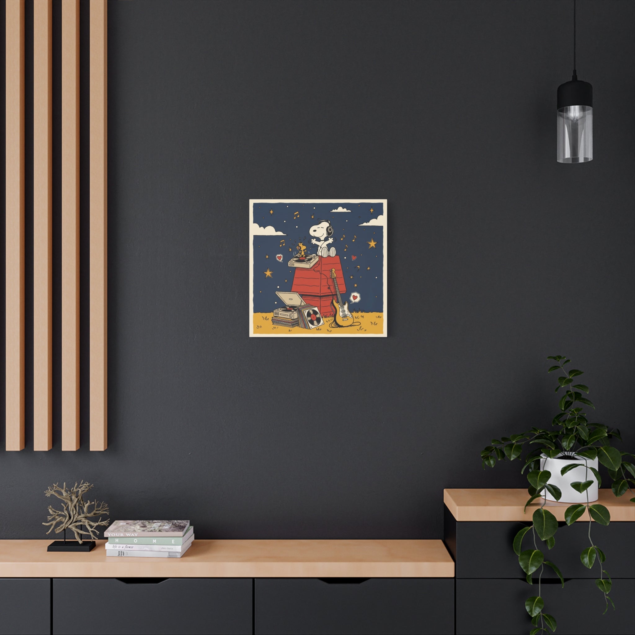 Snoopy Listening to Music Canvas