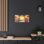 Snoopy Beach Sunset Canvas Poster