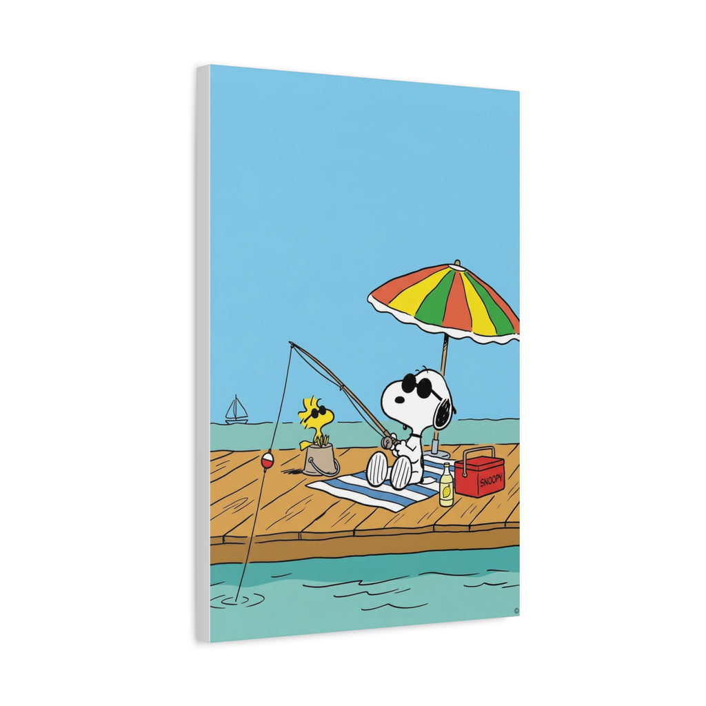Fishing By Pier Canvas