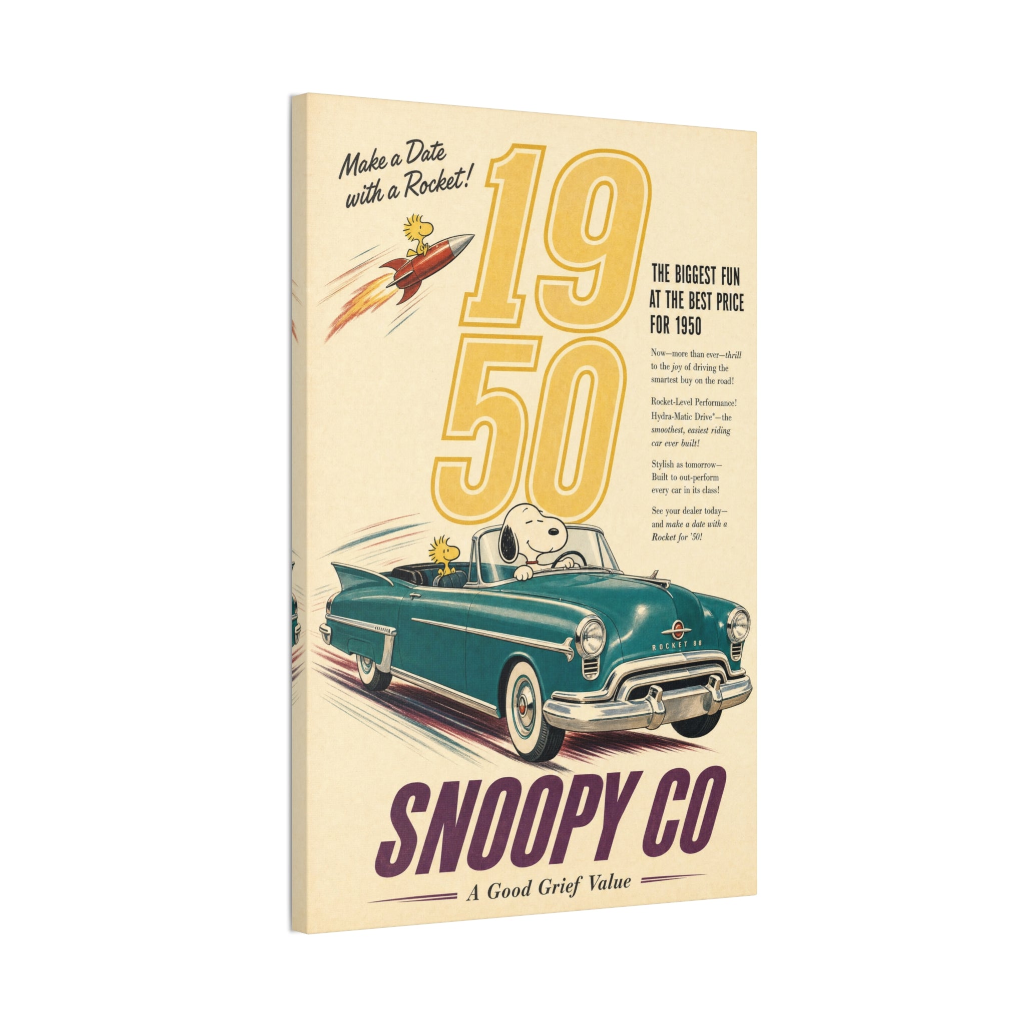 Vintage Snoopy Car Canvas