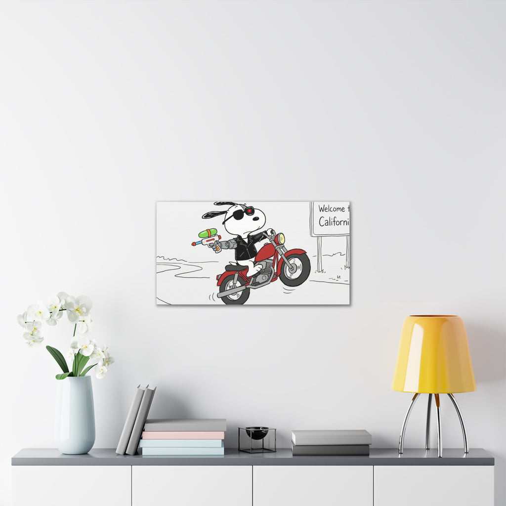 Biker Dog Water Gun Canvas