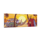 Snoopy Beach Sunset Canvas Poster