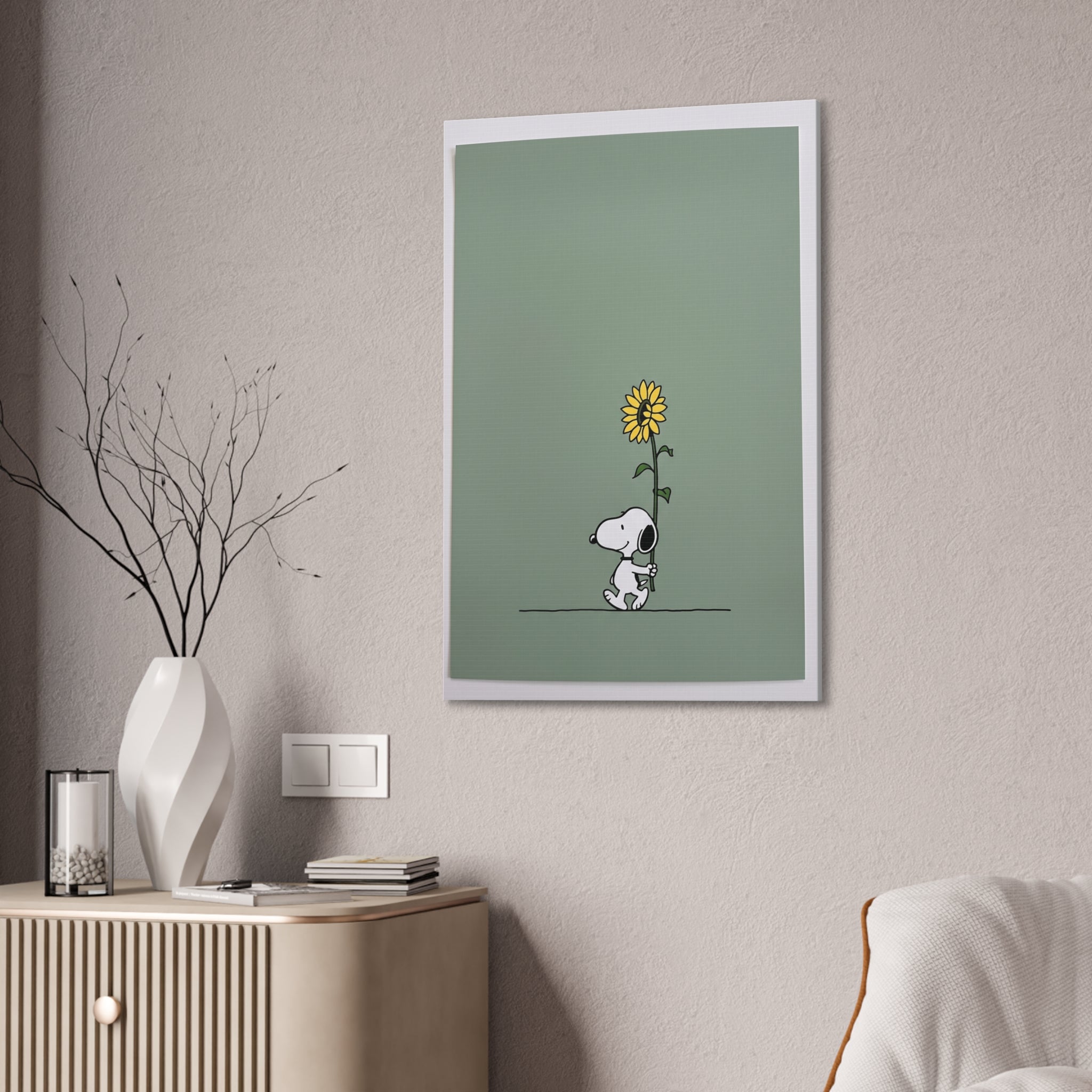 Snoopy With Sunflower Canvas