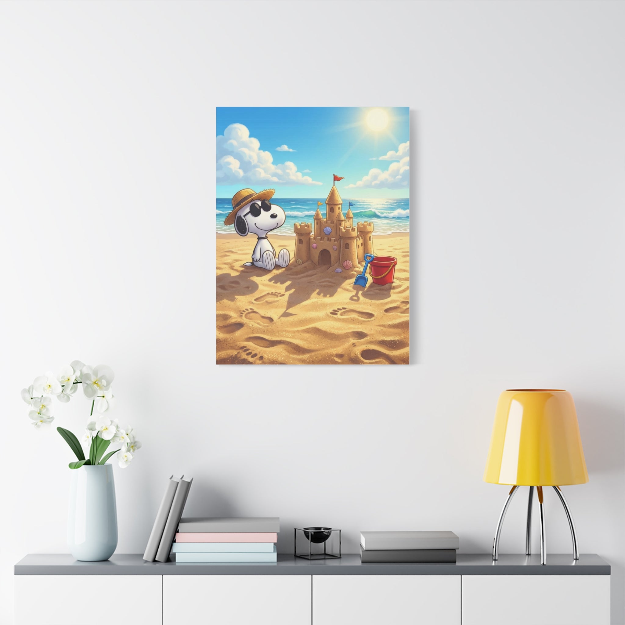 Snoopy At Beach Canvas
