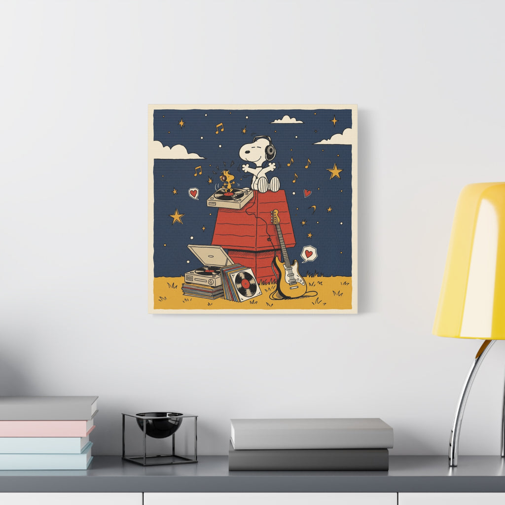 Snoopy Listening to Music Canvas