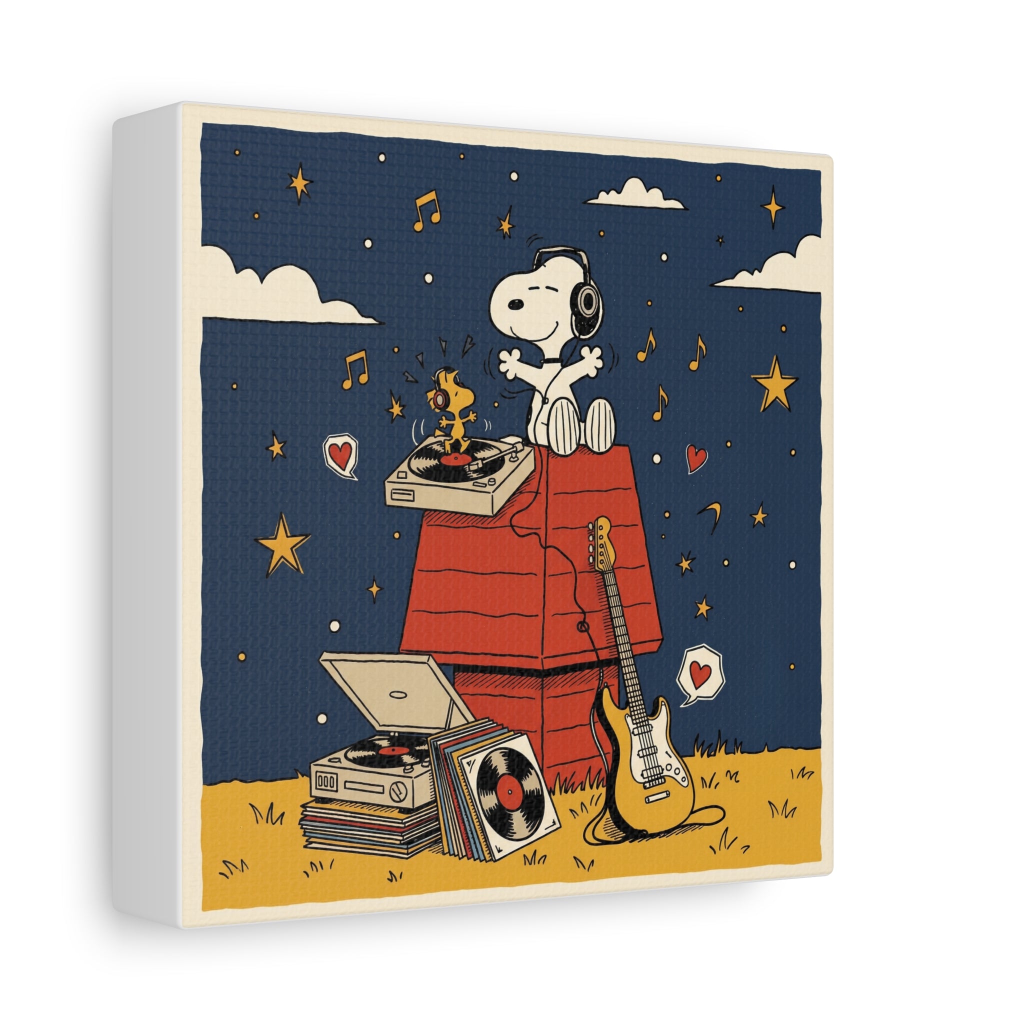 Snoopy Listening to Music Canvas