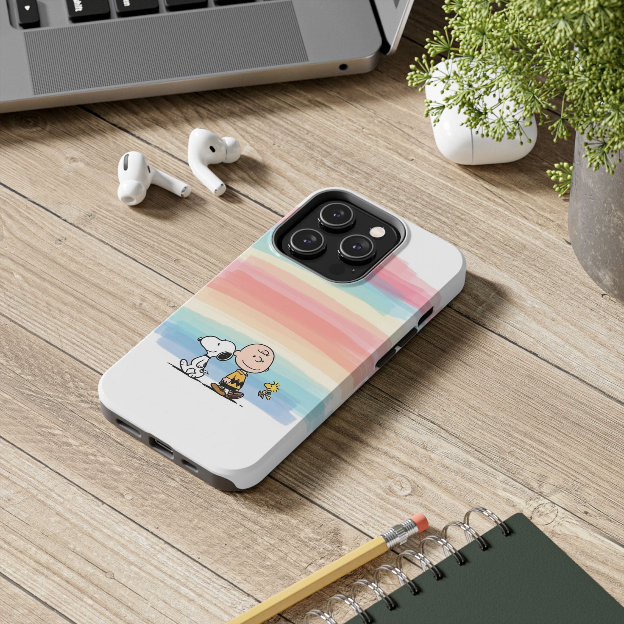 Rainbow Stripe Snoopy Phone Case