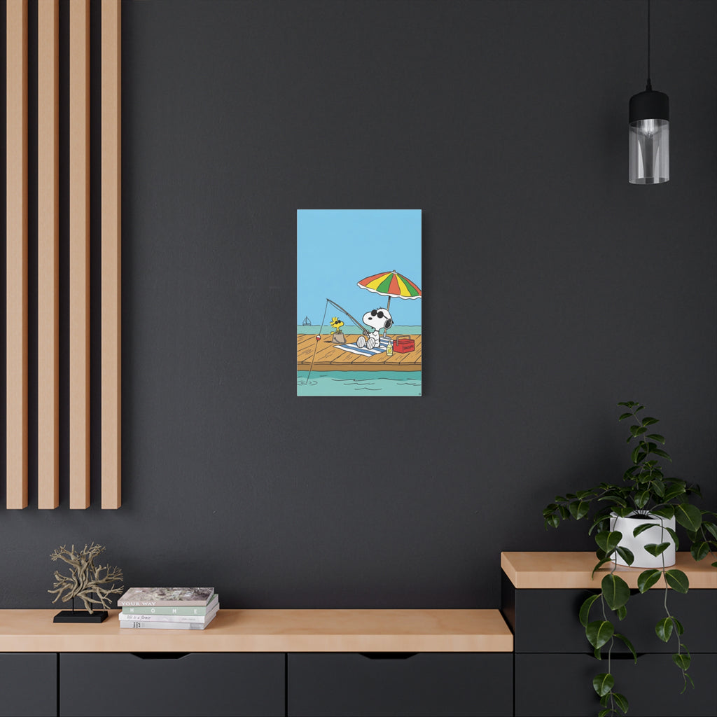 Fishing By Pier Canvas