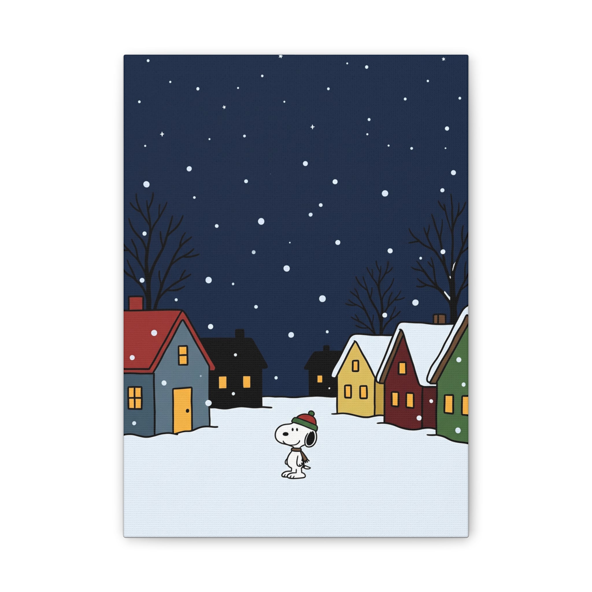 Snoopy Snowy Night Canvas