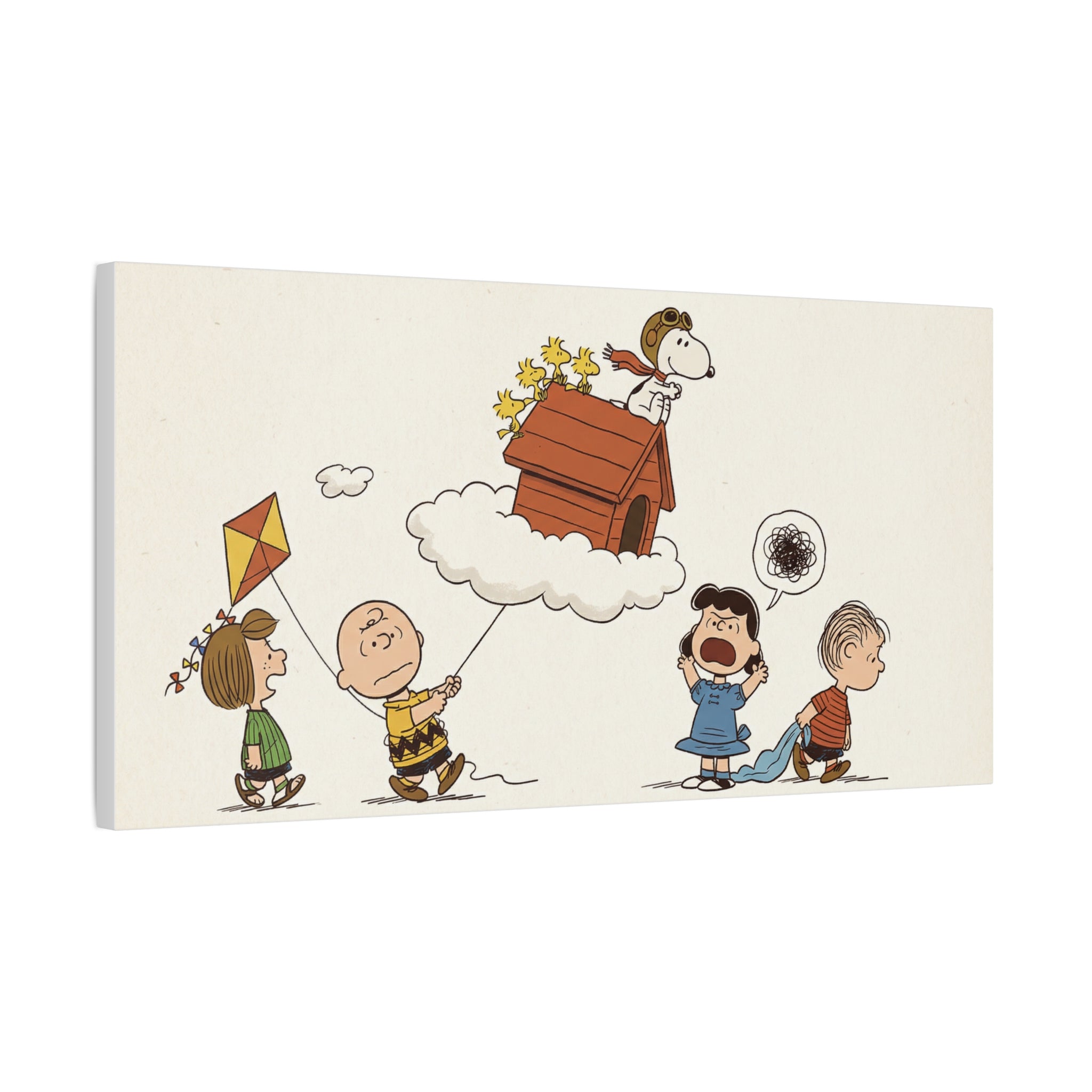 Flying Doghouse Peanuts Characters Canvas
