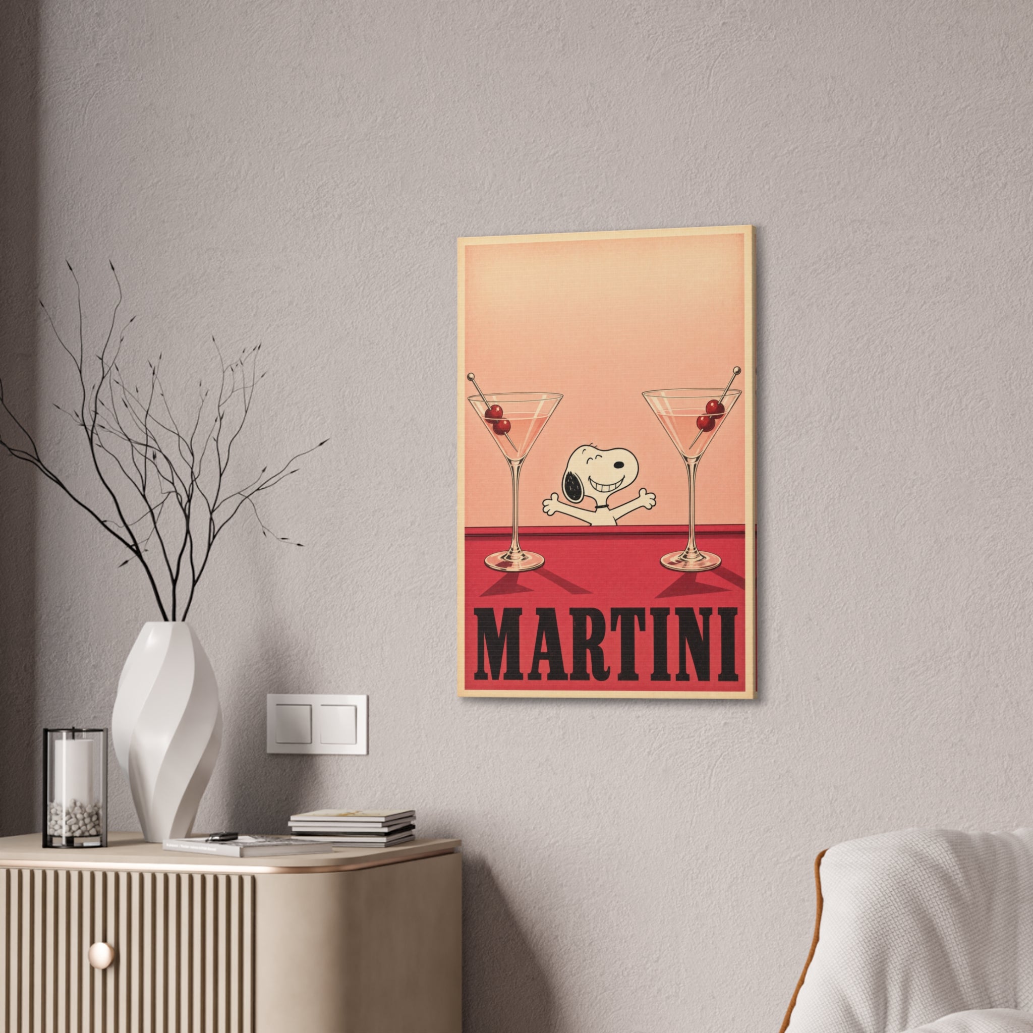 Snoopy Martini Poster Canvas