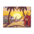Snoopy Beach Sunset Canvas Poster