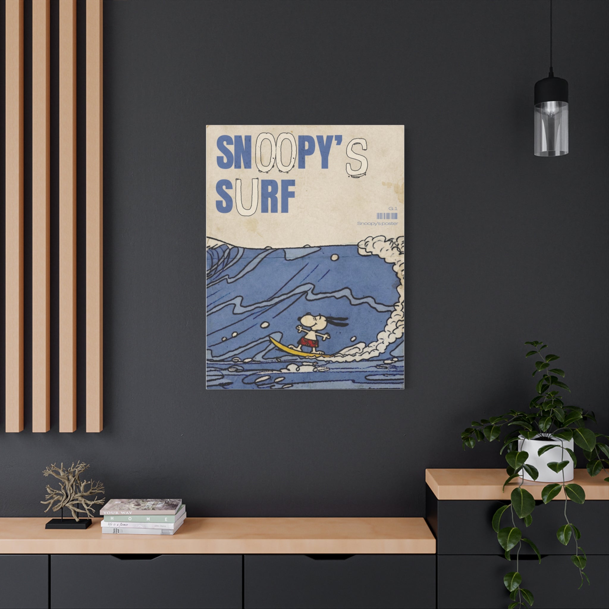Snoopy Surf Illustration Canvas