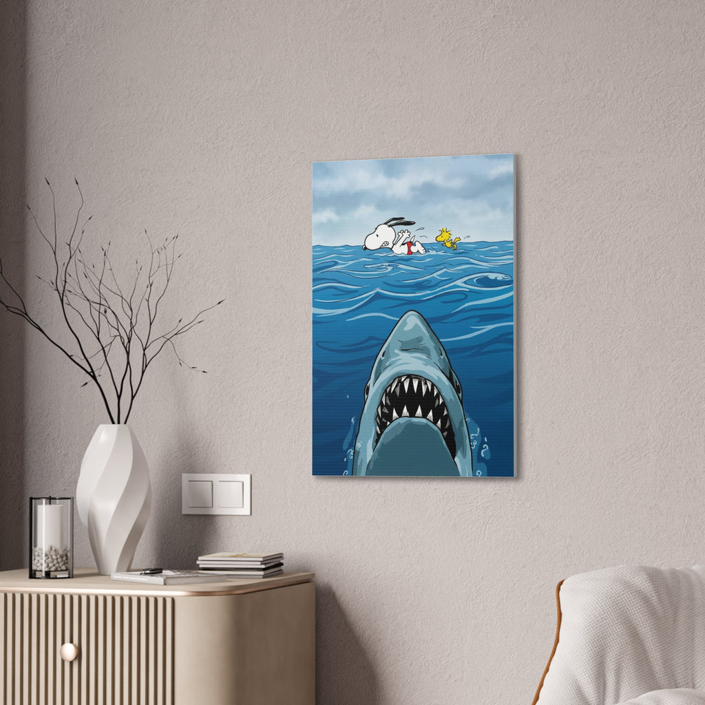 Snoopy Shark Scene Canvas