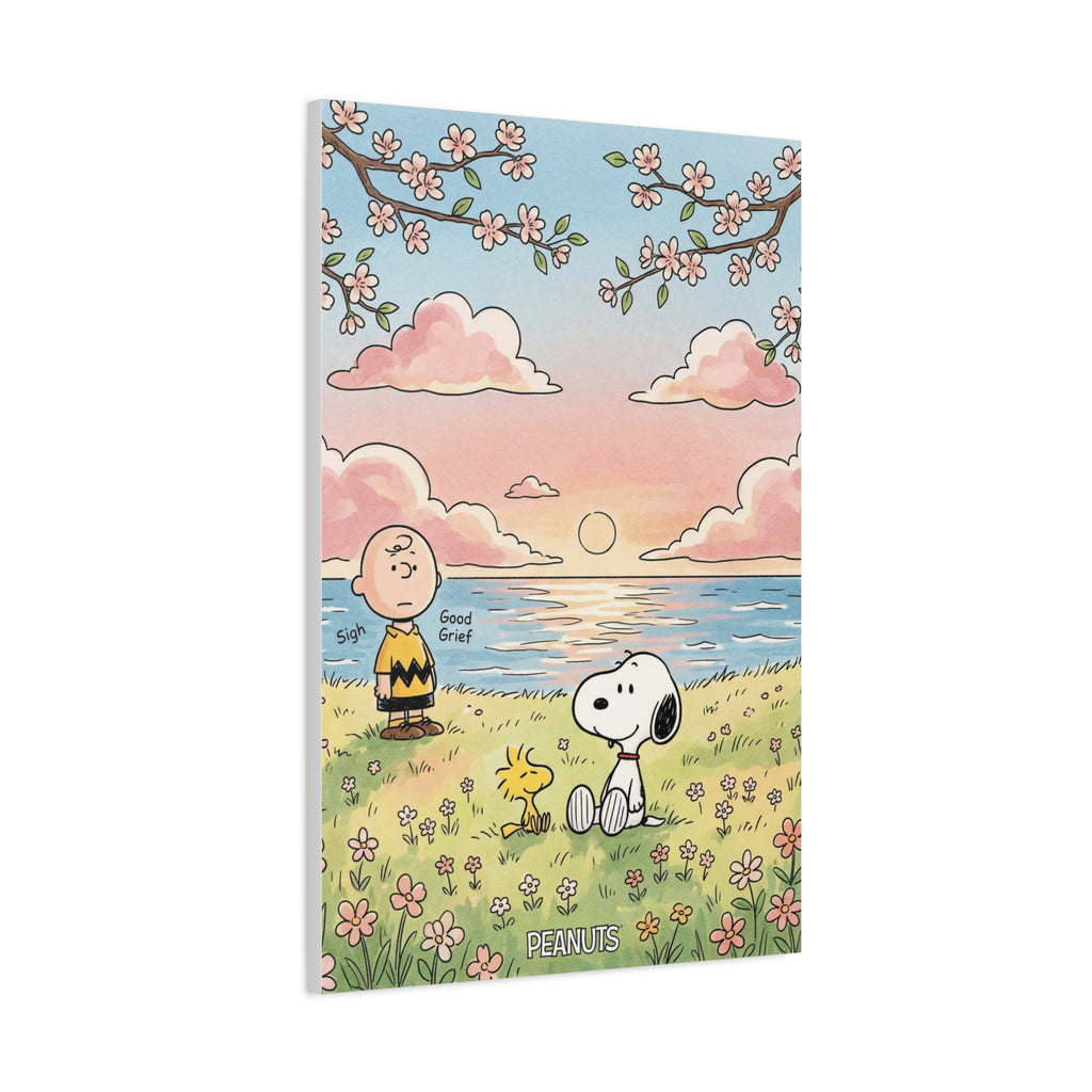 Snoopy Charlie Sunset Canvas
