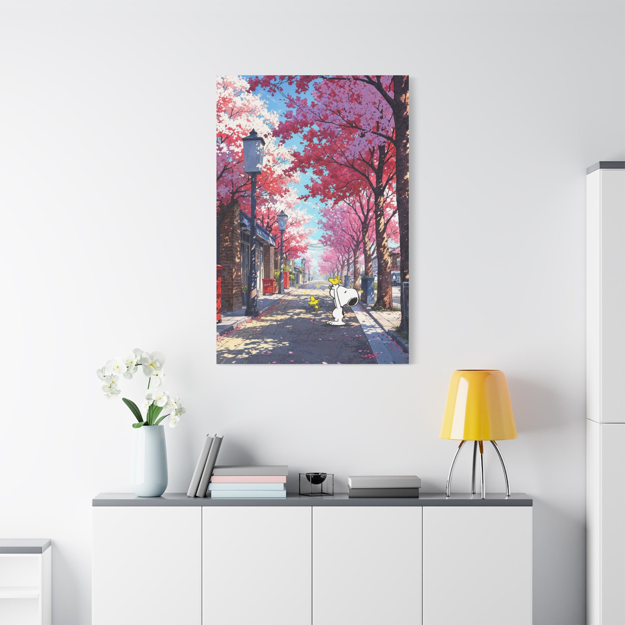 Snoopy Cherry Blossom Street Canvas