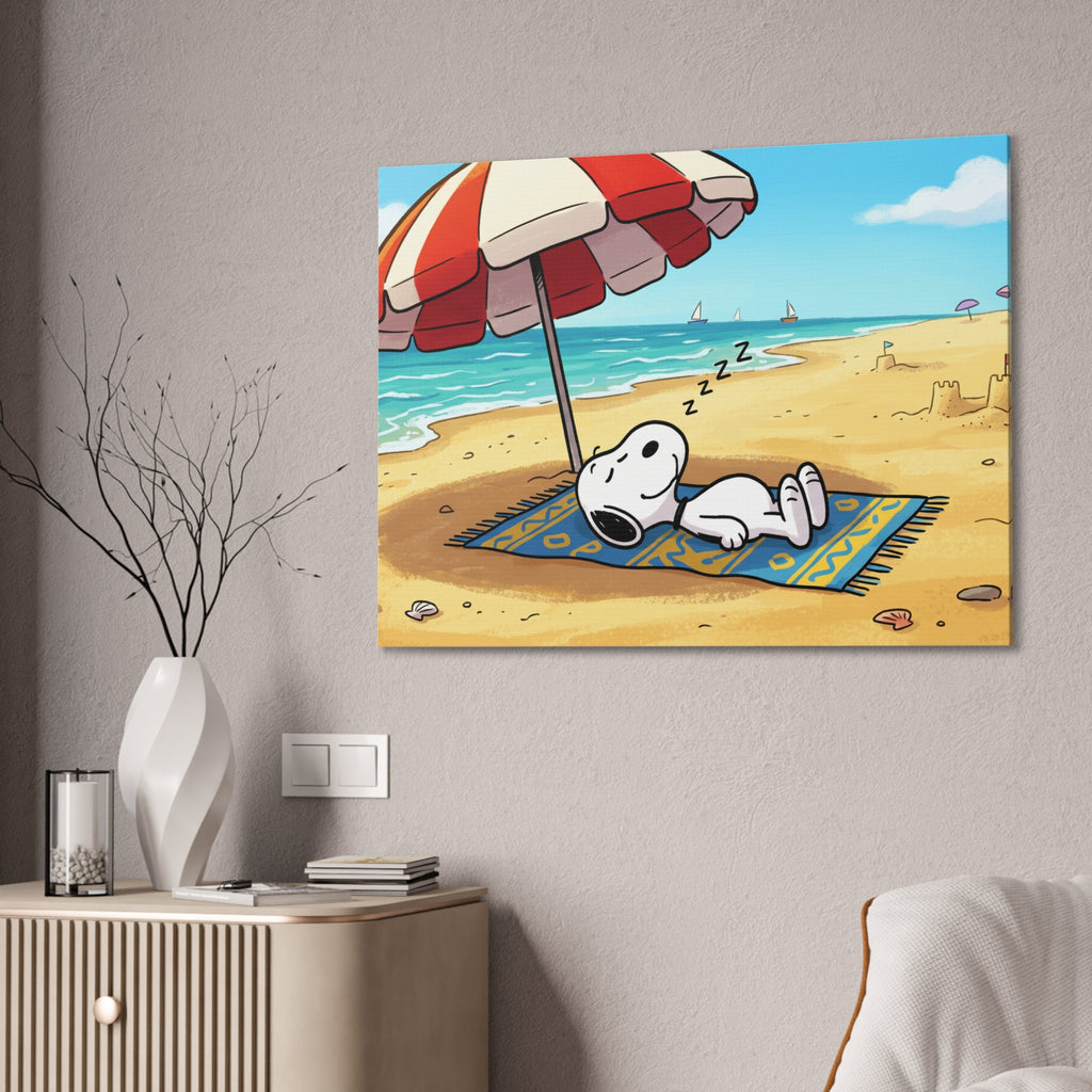 Sleeping Snoopy Beach Scene Canvas