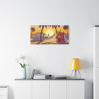Snoopy Beach Sunset Canvas Poster