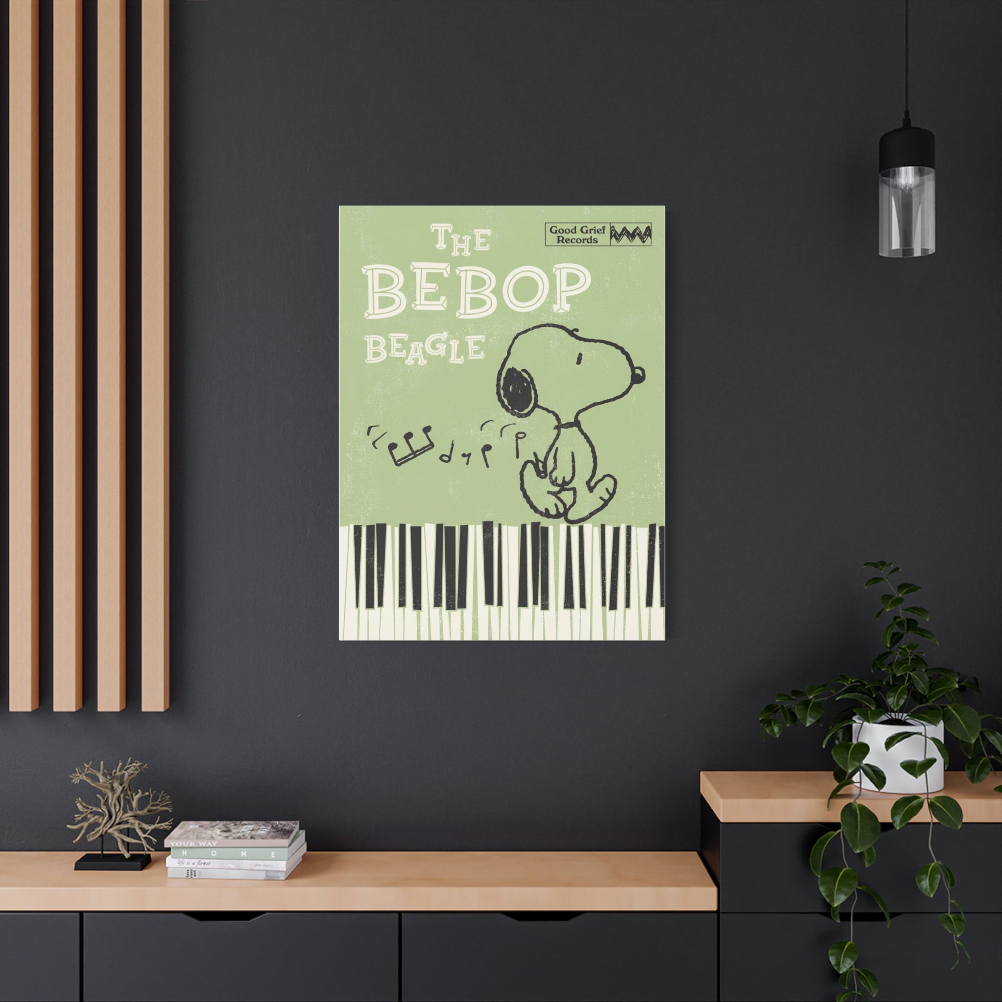 Bebop Beagle Piano Illustration Canvas