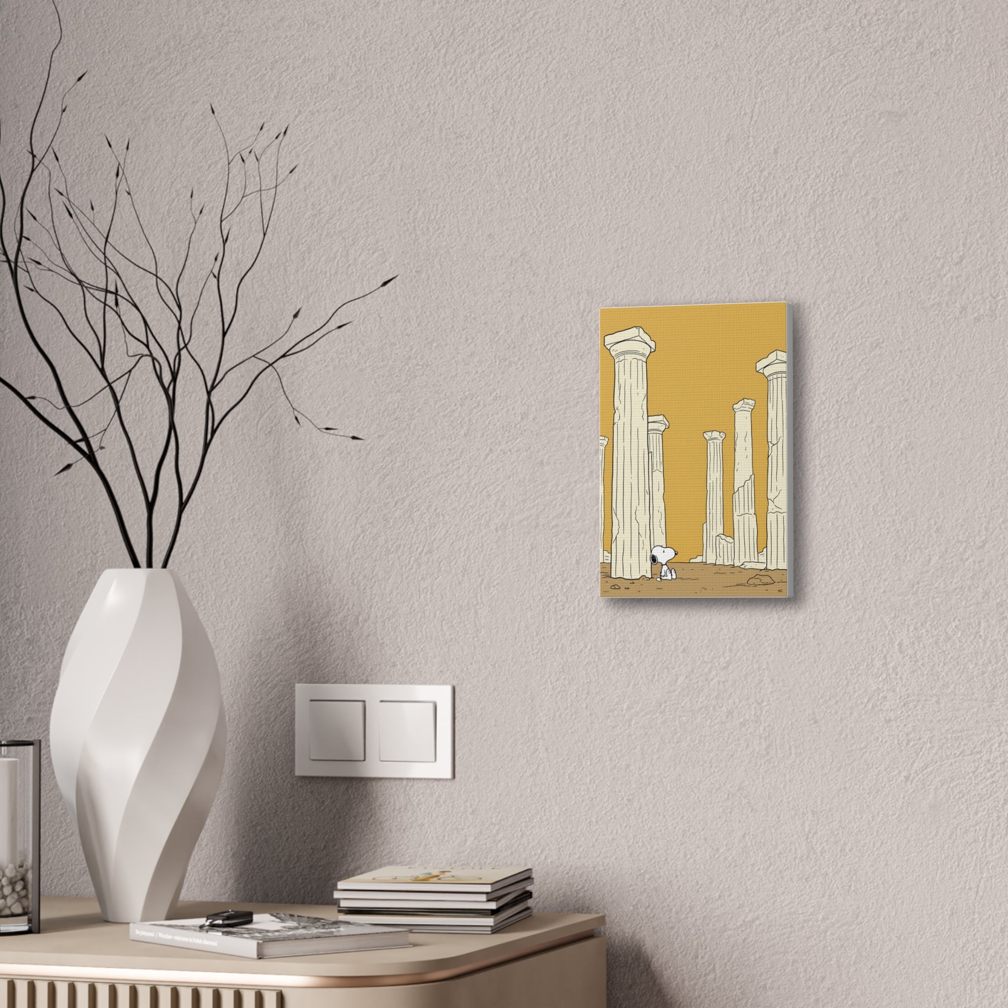 Snoopy among Ancient Columns Canvas