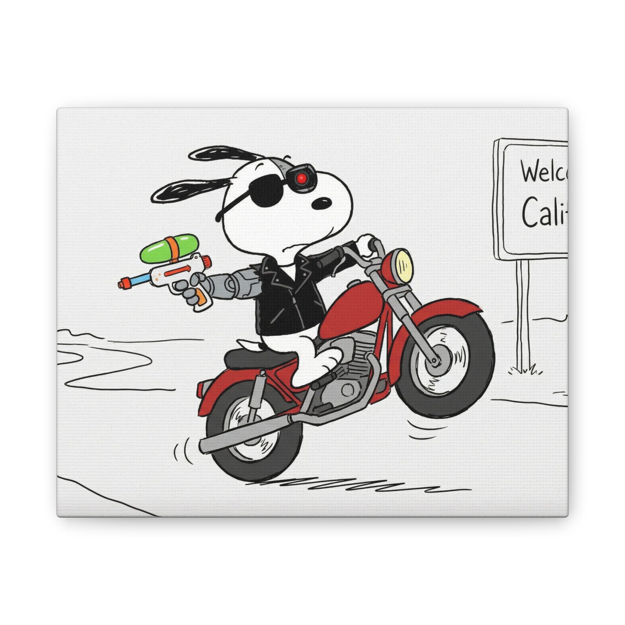 Biker Dog Water Gun Canvas