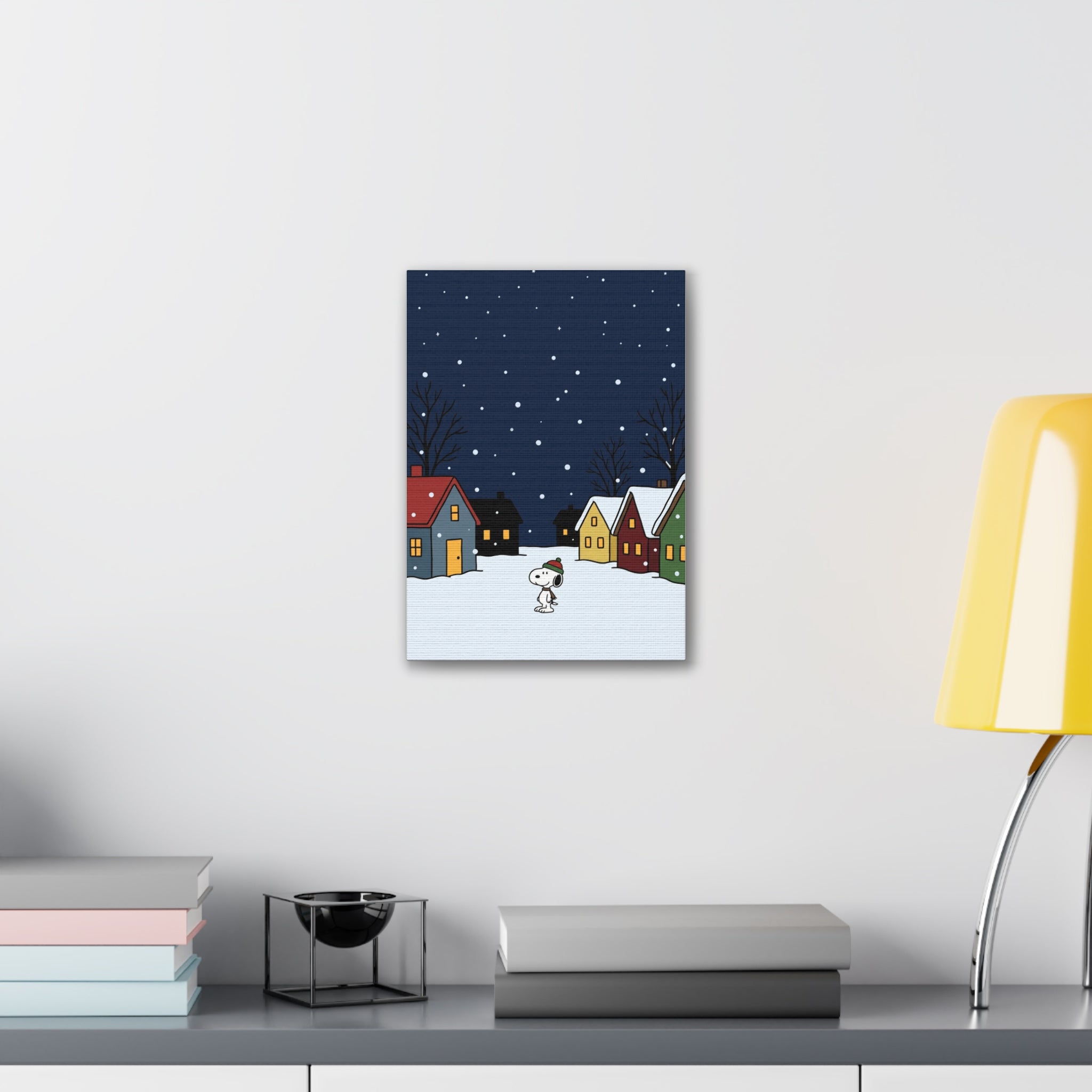 Snoopy Snowy Night Canvas