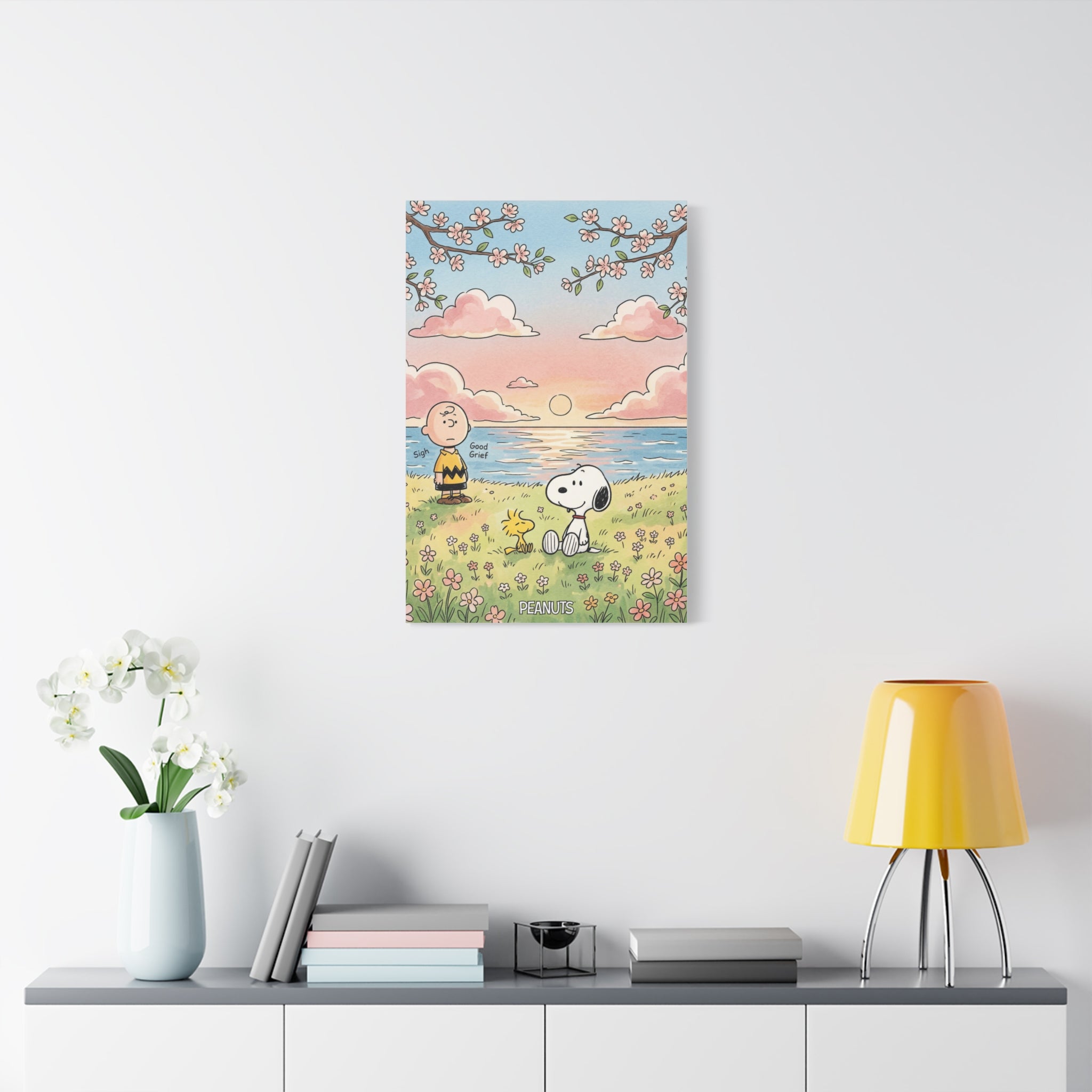 Snoopy Charlie Sunset Canvas