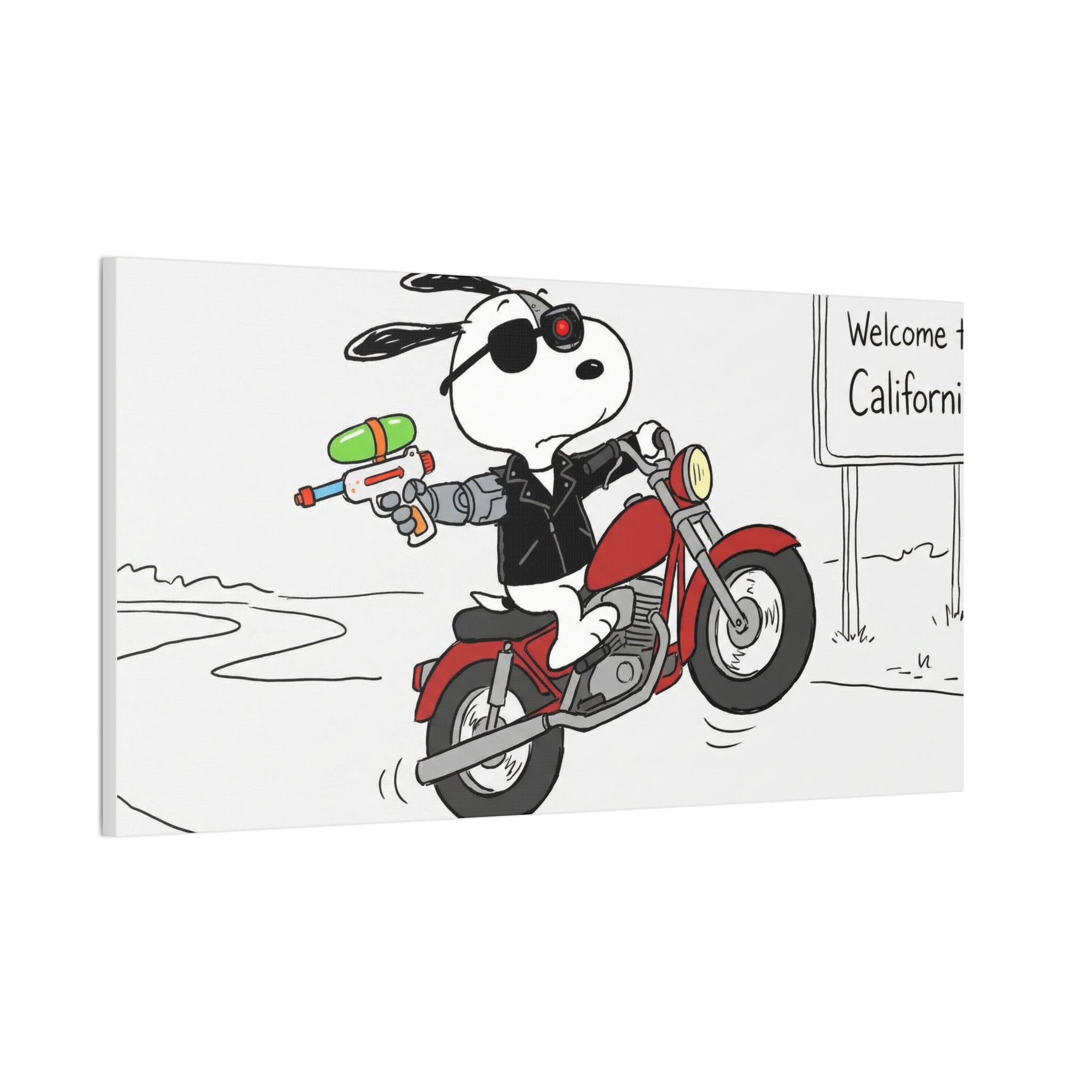 Biker Dog Water Gun Canvas